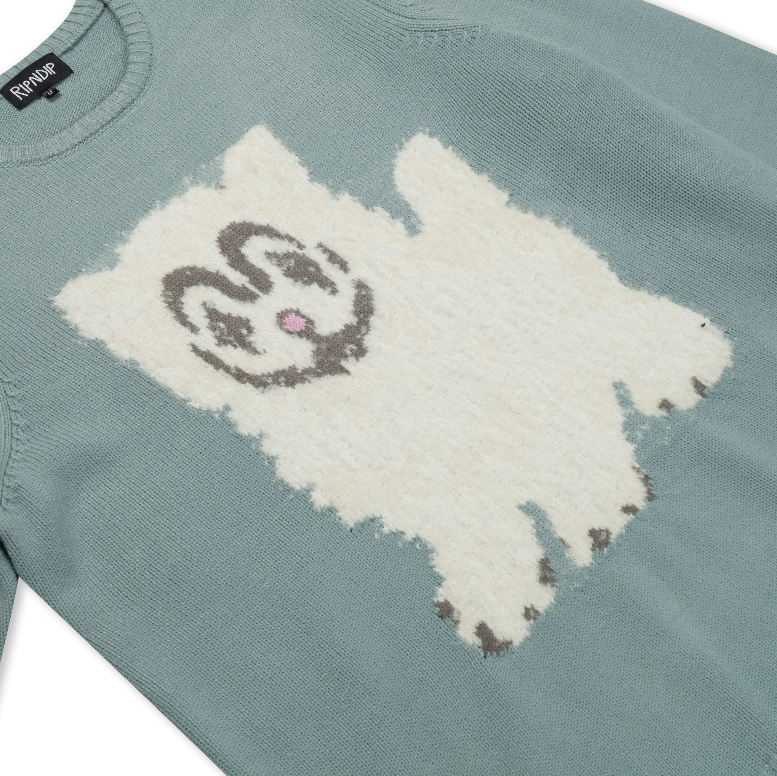 Pet Me Im Cute Knit Sweater (Heather Sage Grey) - Image 4