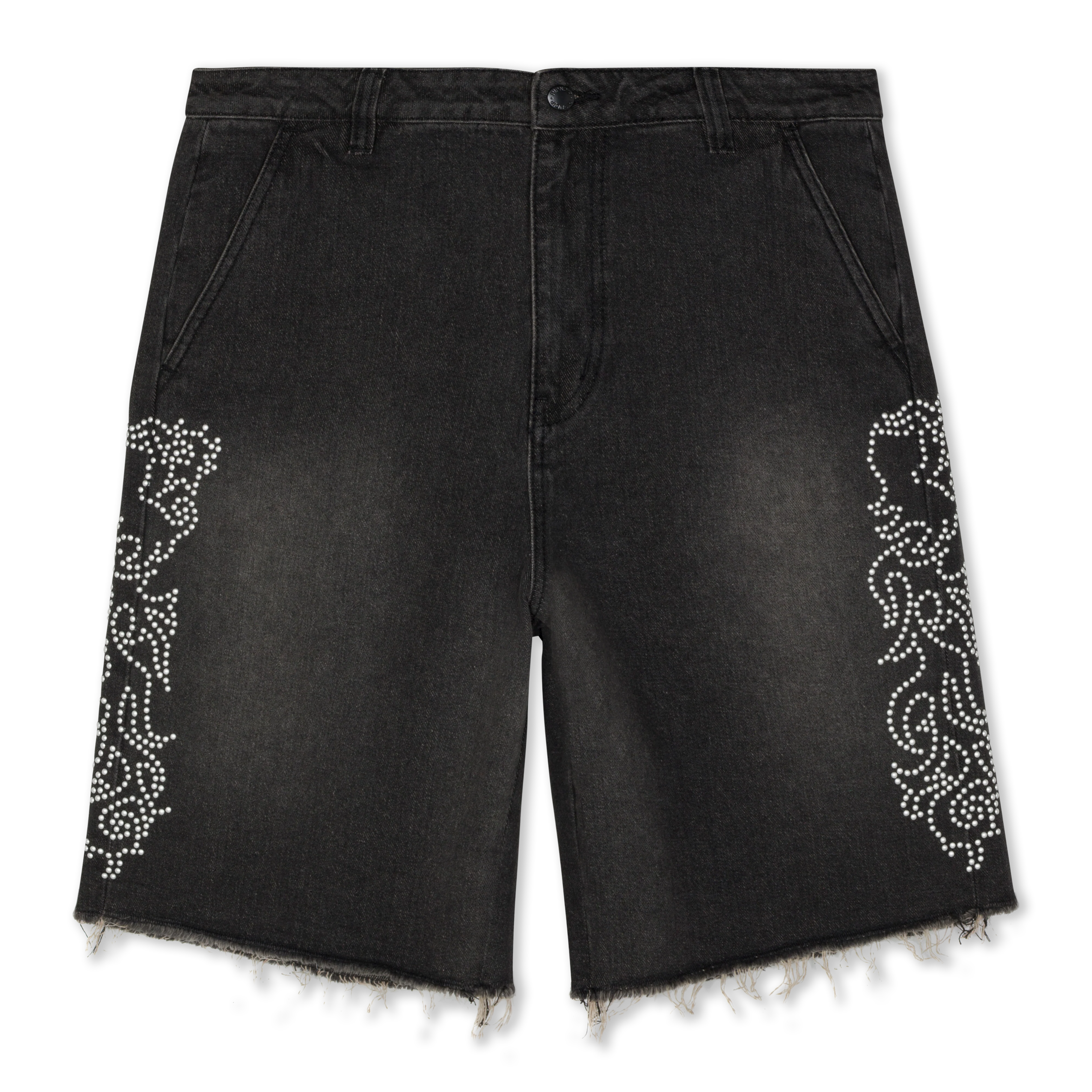Pretty Flacko Denim Shorts (Black Vintage Wash Denim)
