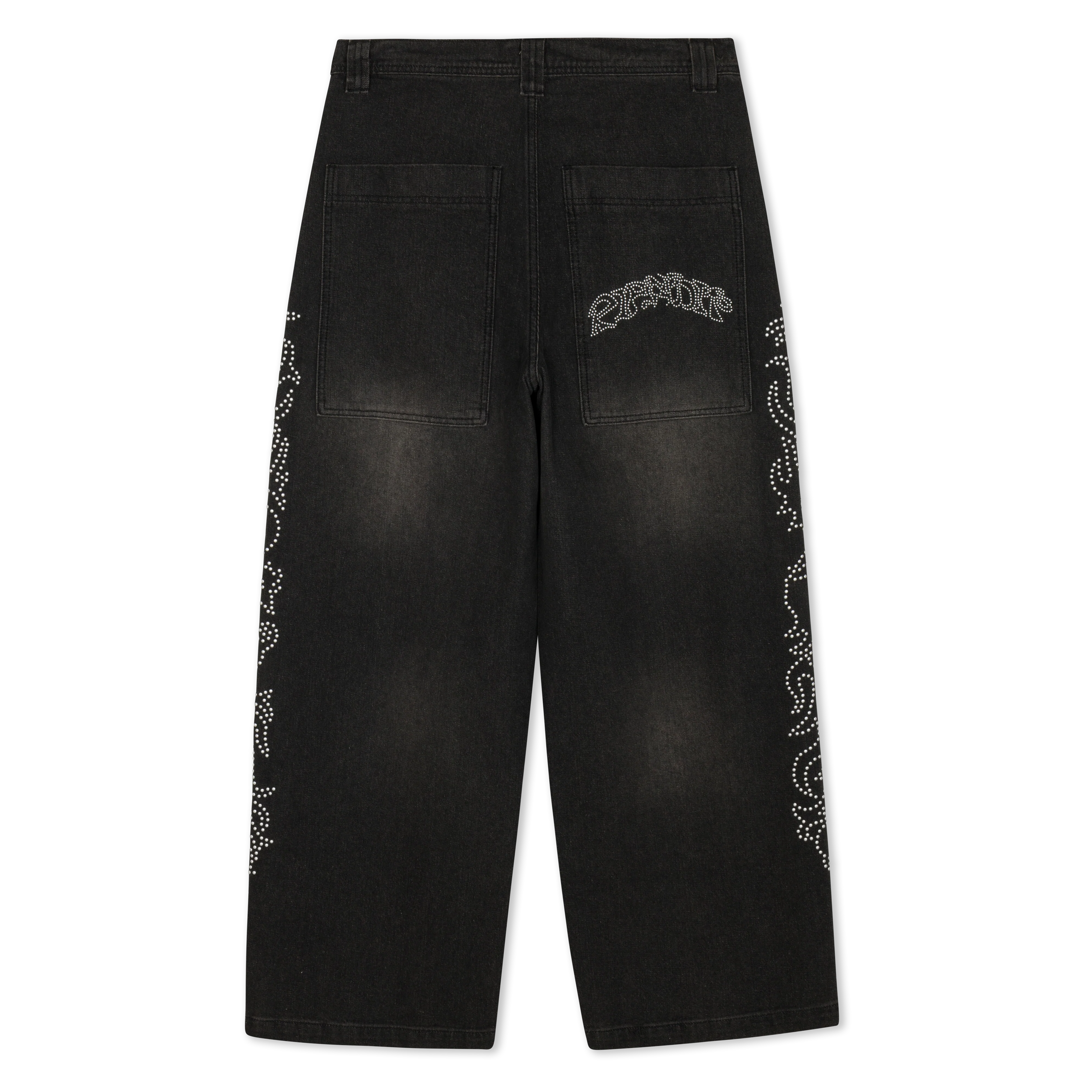 Pretty Flacko Extra Wide Leg Pants (Black Vintage Wash Denim) - Image 6