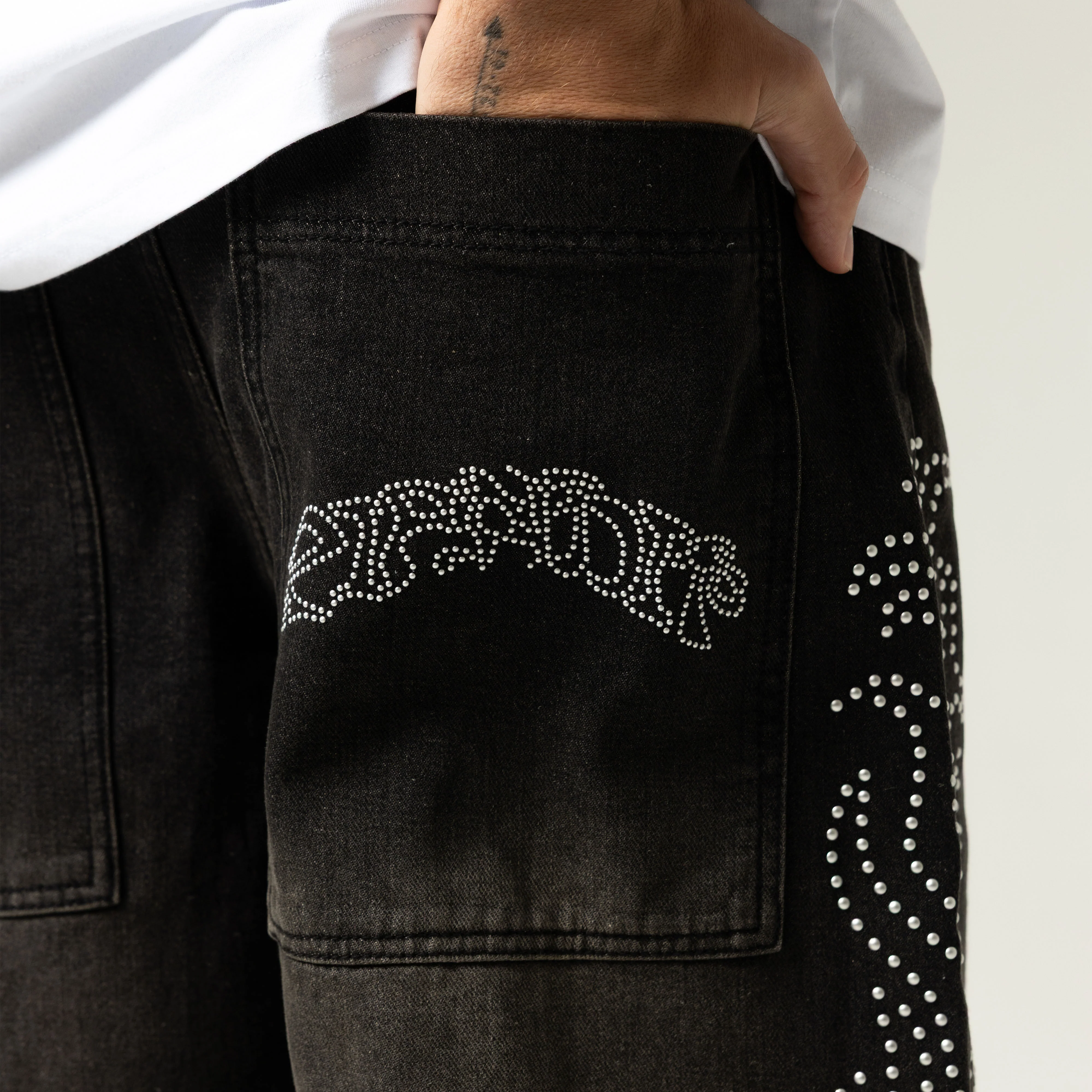Pretty Flacko Extra Wide Leg Pants (Black Vintage Wash Denim) - Image 7