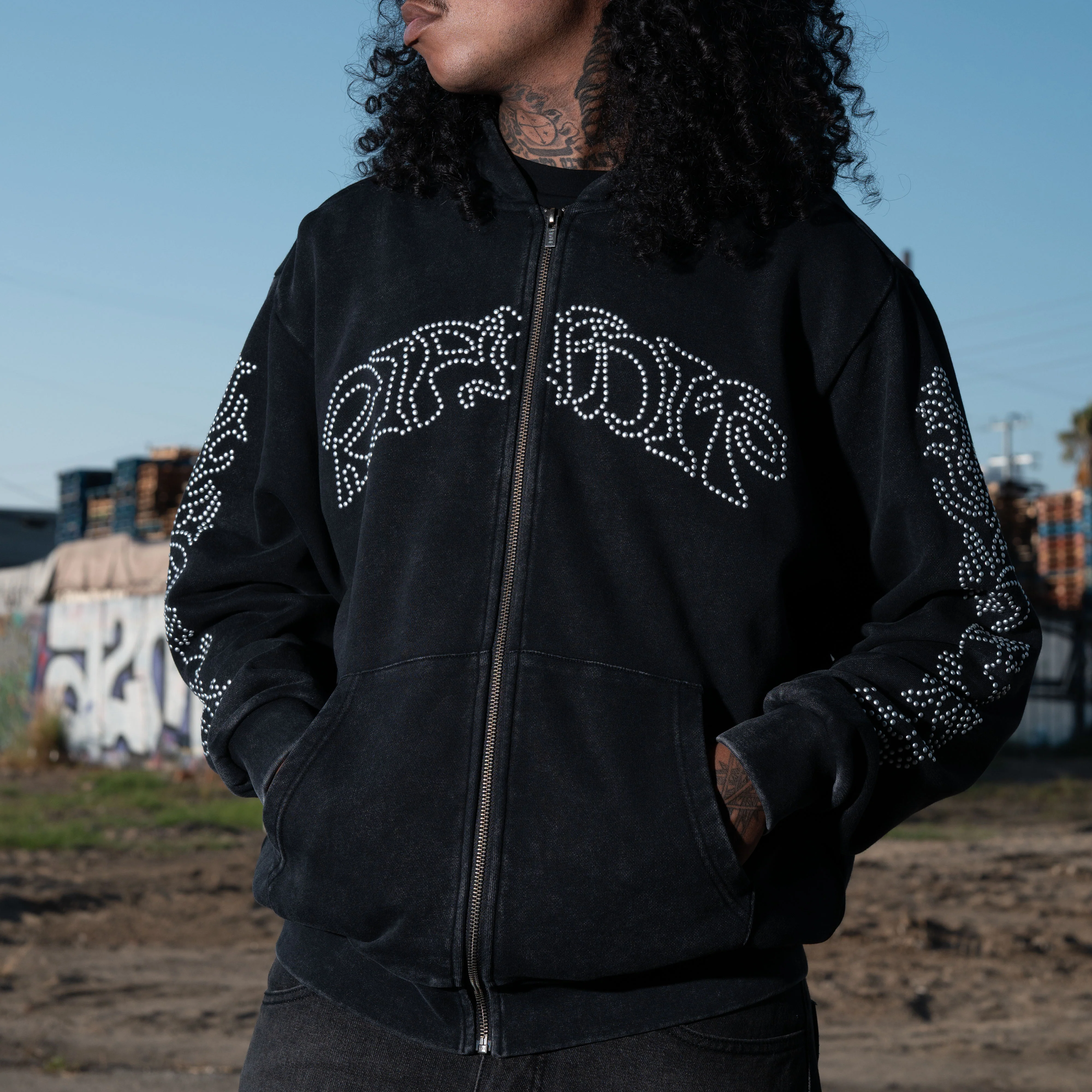 Pretty Flacko Zip Hoodie (Black Vintage Wash) - Image 2