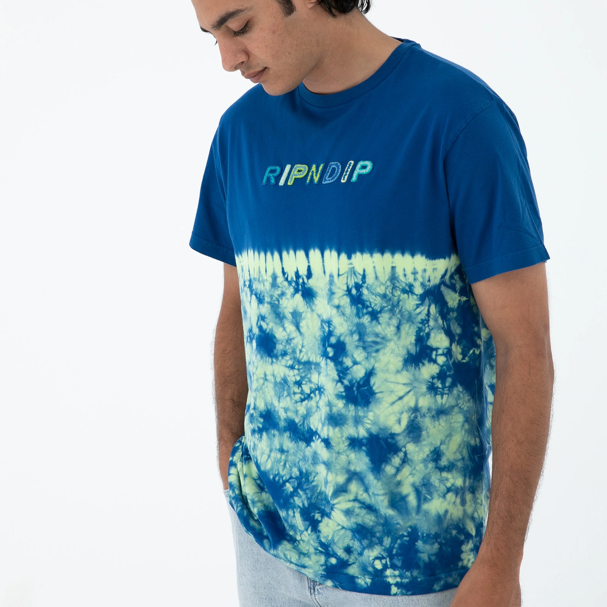 Prisma Embroidered Tee (Navy/Green) - Image 2