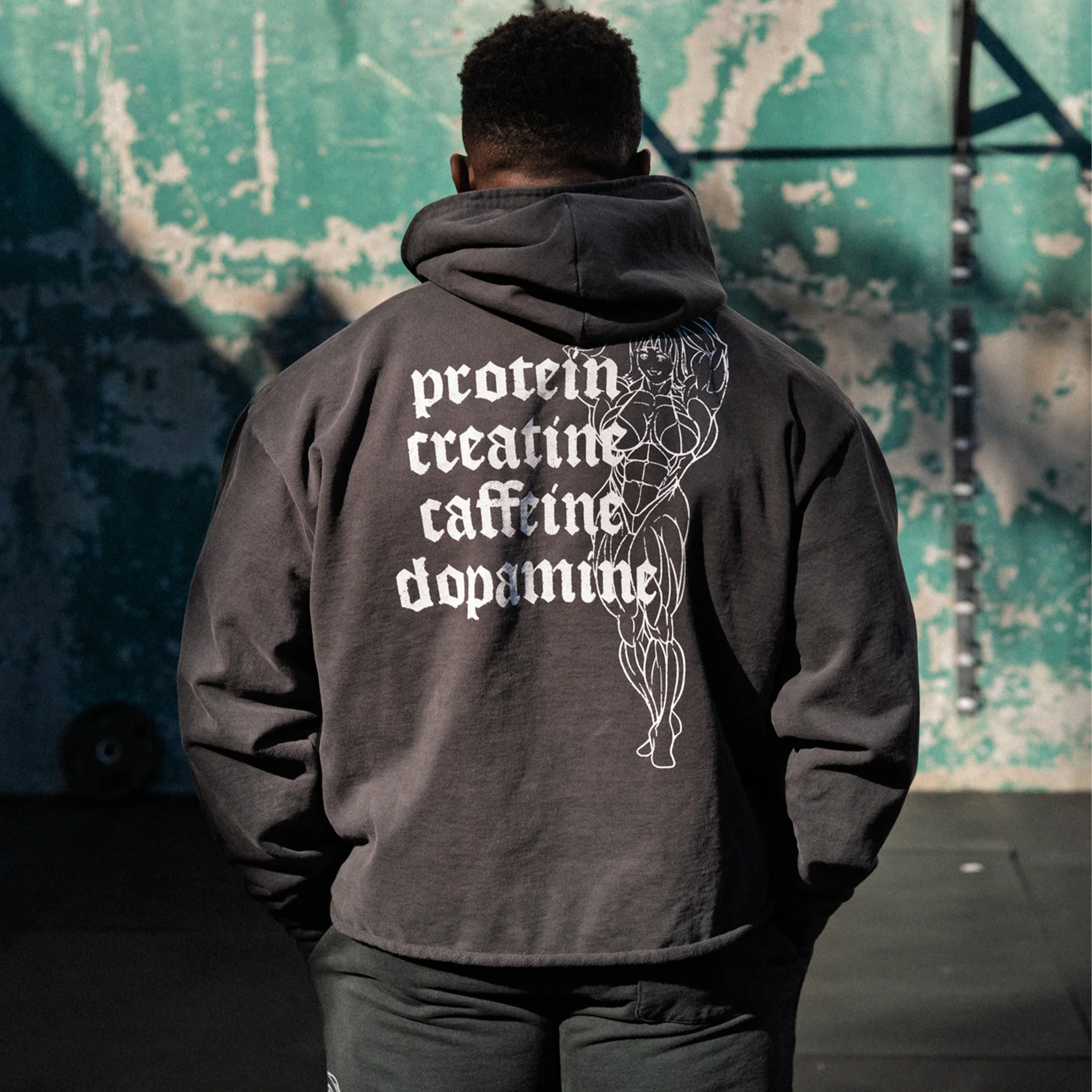 Protein Boxy Cropped 500GSM Hoodie (Gunmetal) - Image 2