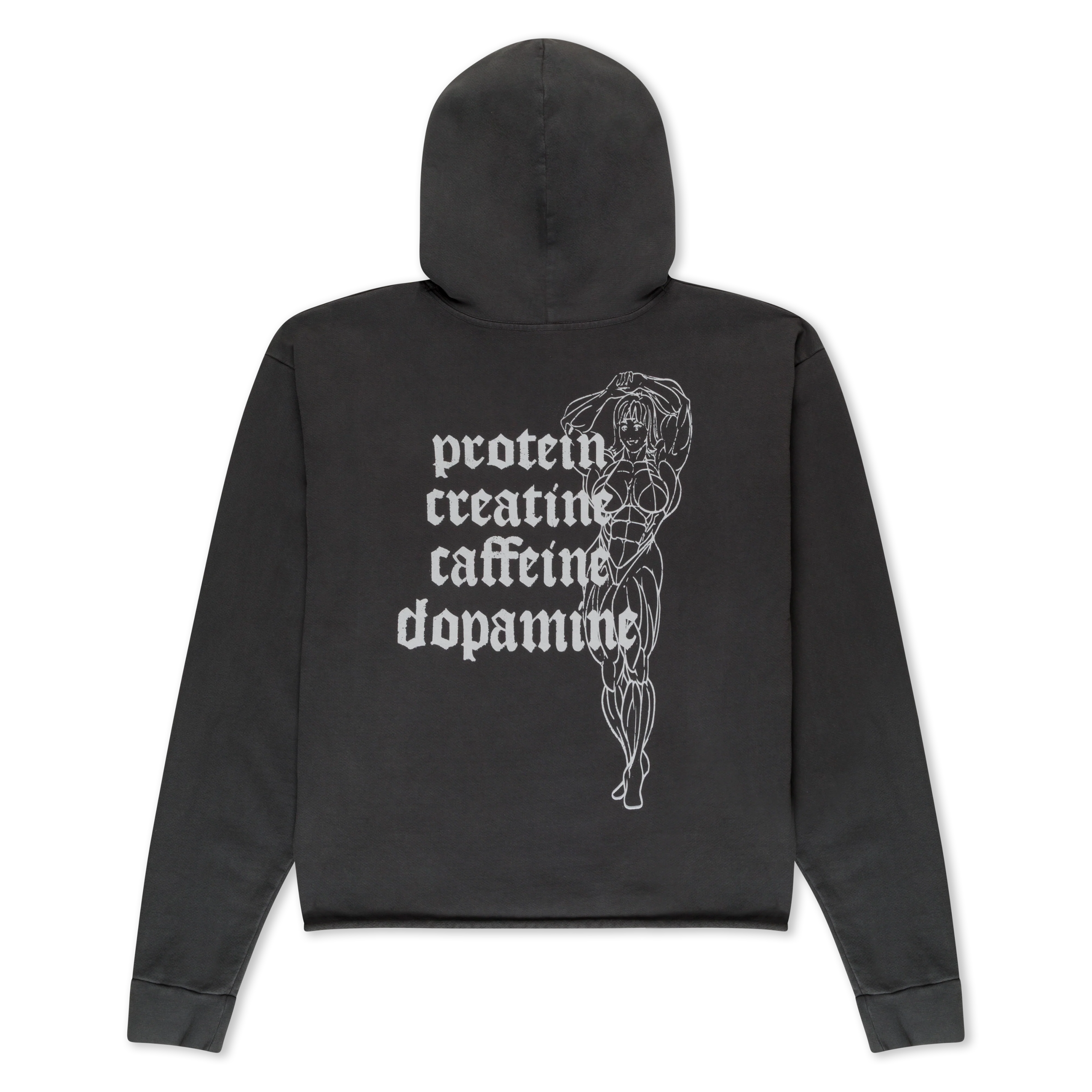 Protein Boxy Cropped 500GSM Hoodie (Gunmetal) - Image 3