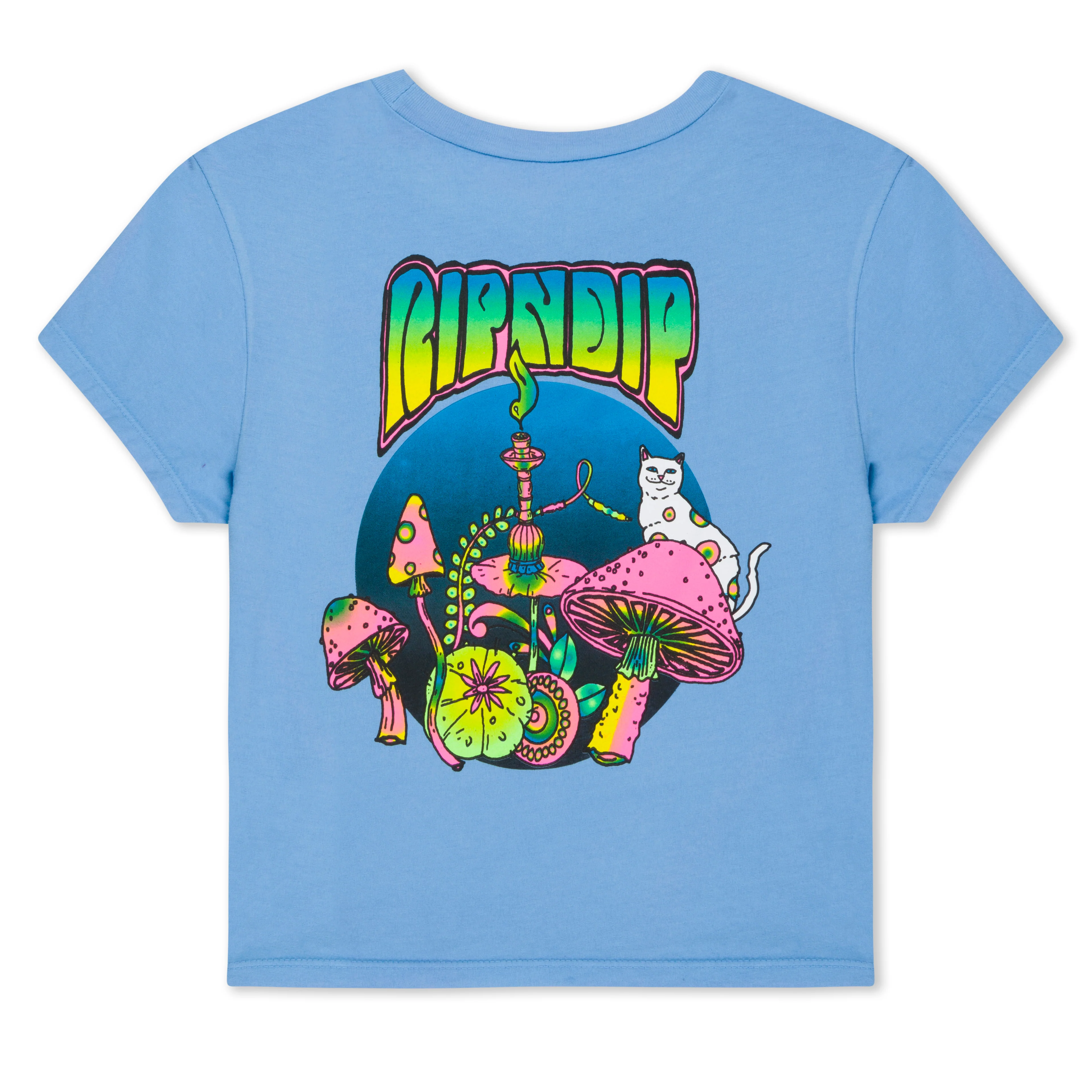 Psychedelic Cropped Baby Tee (Cornflower Blue ) - Image 5