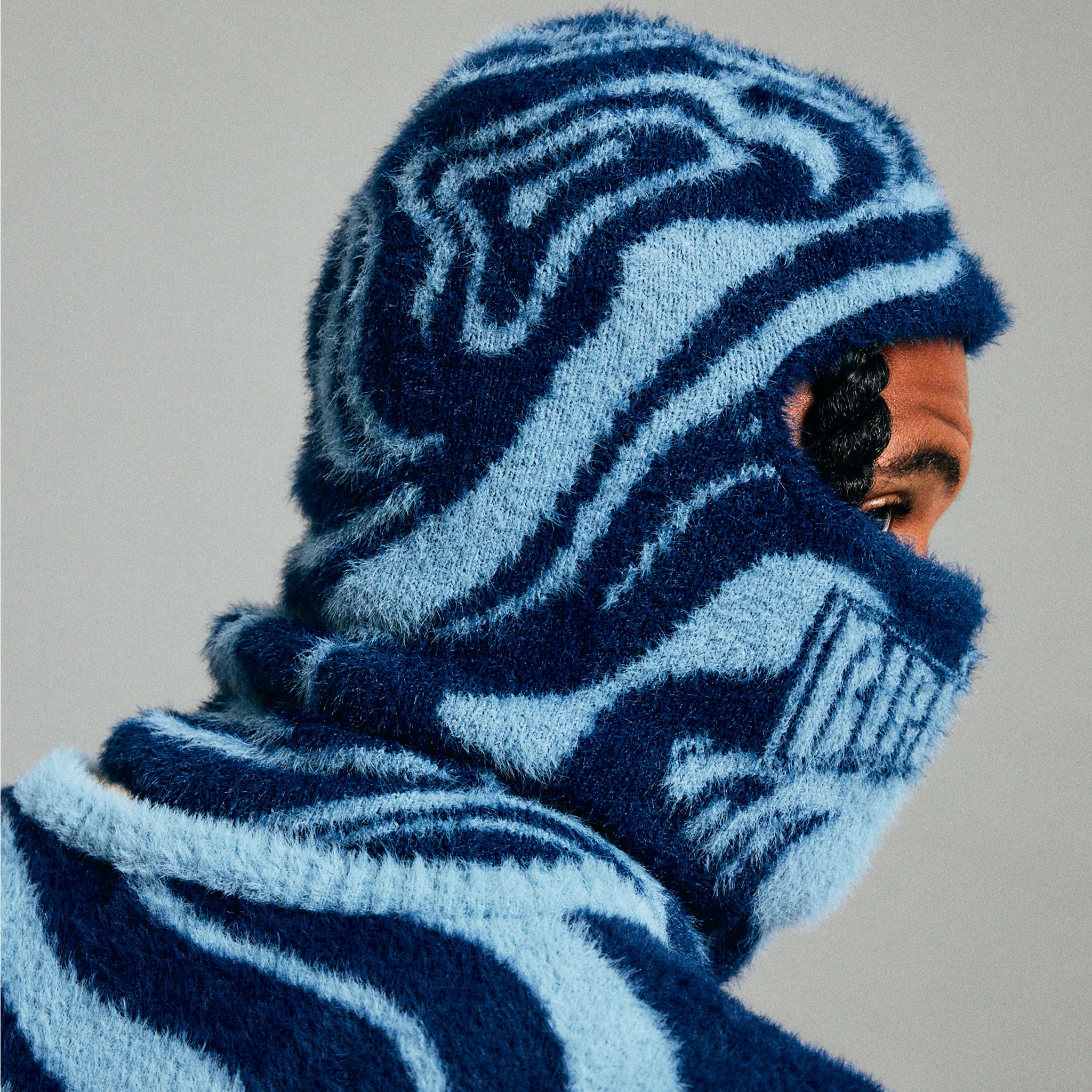 Psychedelic Faux Mohair Balaclava (Dark Slate) - Image 2