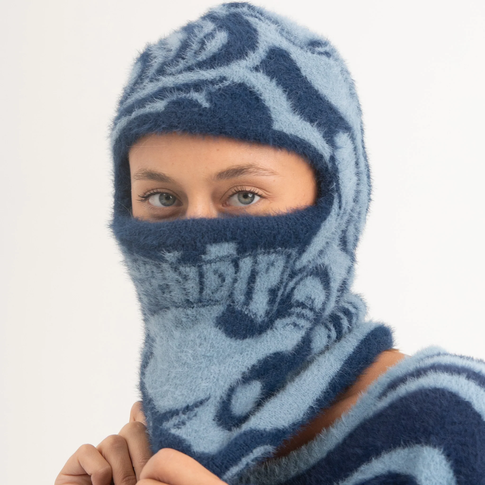 Psychedelic Faux Mohair Balaclava (Dark Slate) - Image 3
