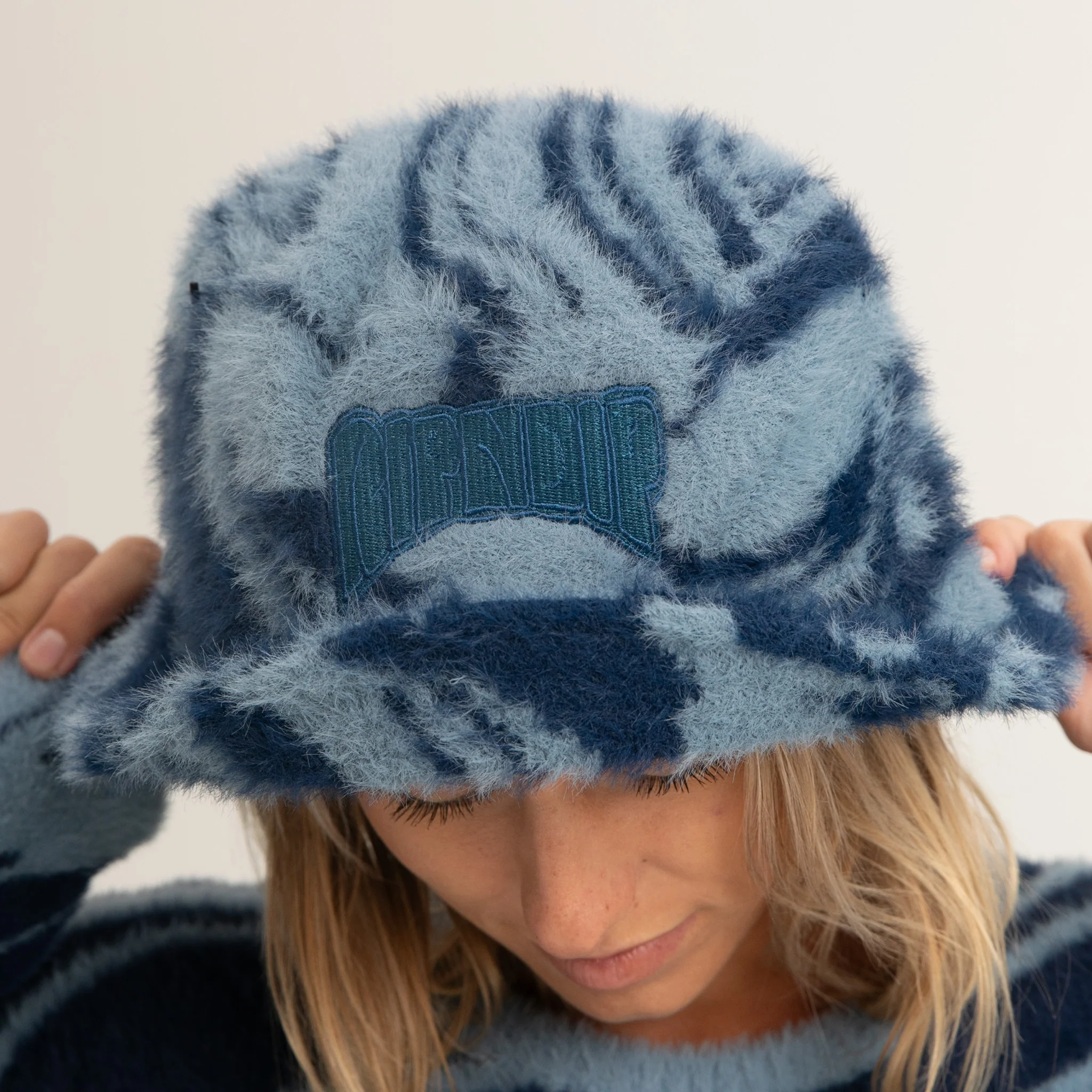 Psychedelic Faux Mohair Bucket Hat (Dark Slate) - Image 2