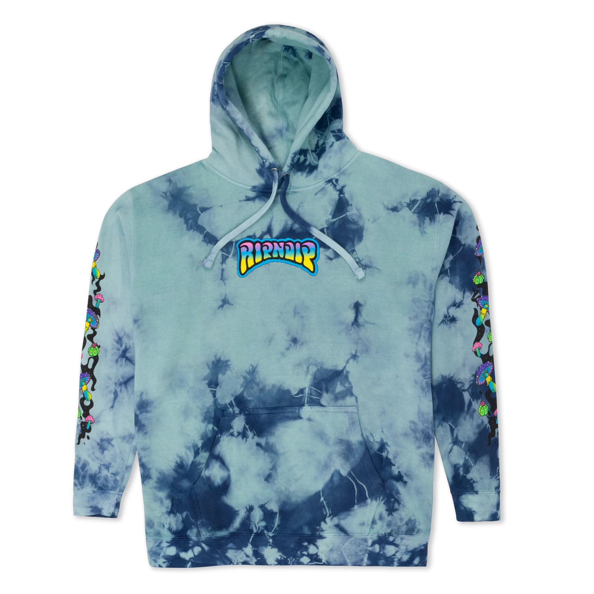 Psychedelic Garden Hoodie (Navy/Aqua Lightning Wash) - Image 4