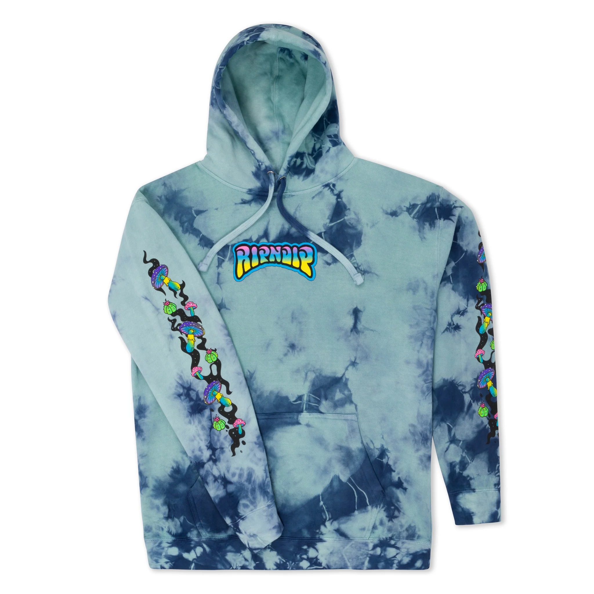 Psychedelic Garden Hoodie (Navy/Aqua Lightning Wash) - Image 5