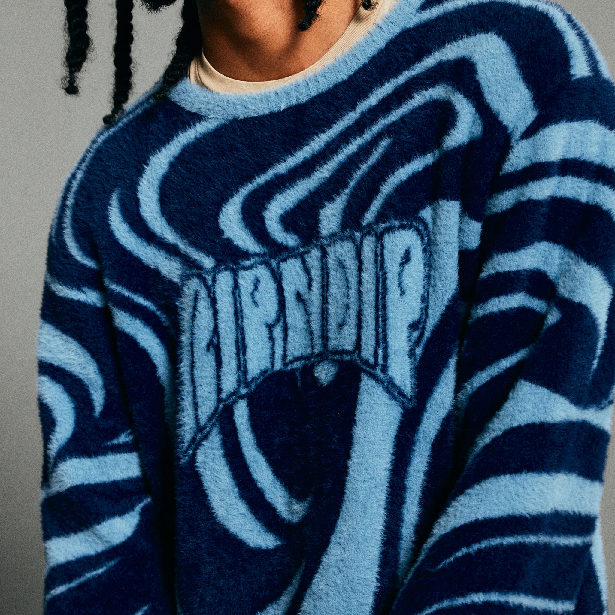 Psychedelic Mohair Knit Sweater (Dark Slate) - Image 2