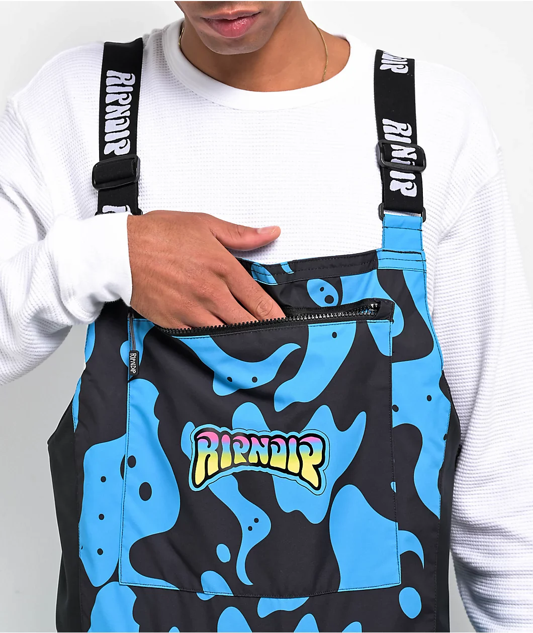 Psychedelic Snowboard Bib Pants (Blue) - Image 4