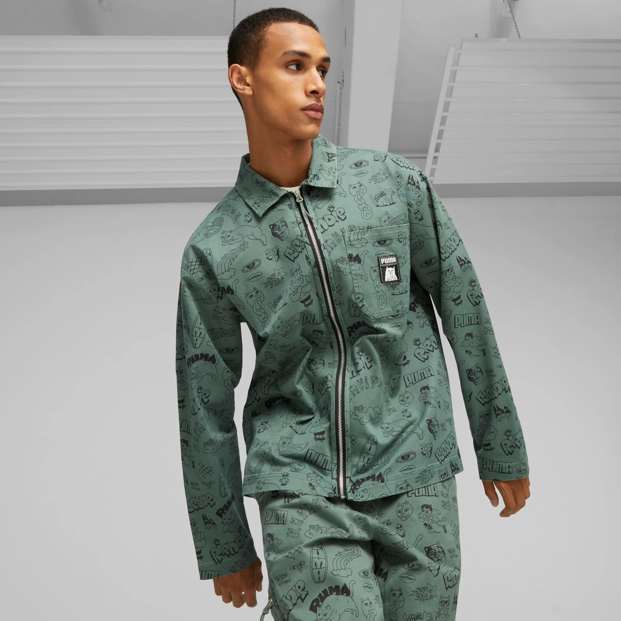 PUMA X RIPNDIP AOP Twill Jacket (Eucalyptus) - Image 2