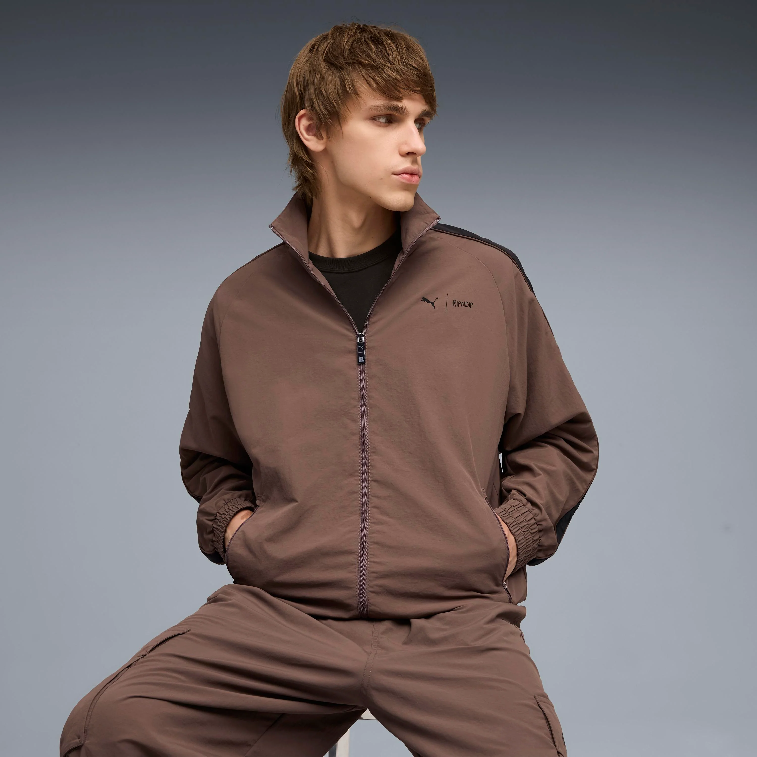 PUMA X RIPNDIP T7 Oversized Track Jacket (Flat Bronze) - Image 3
