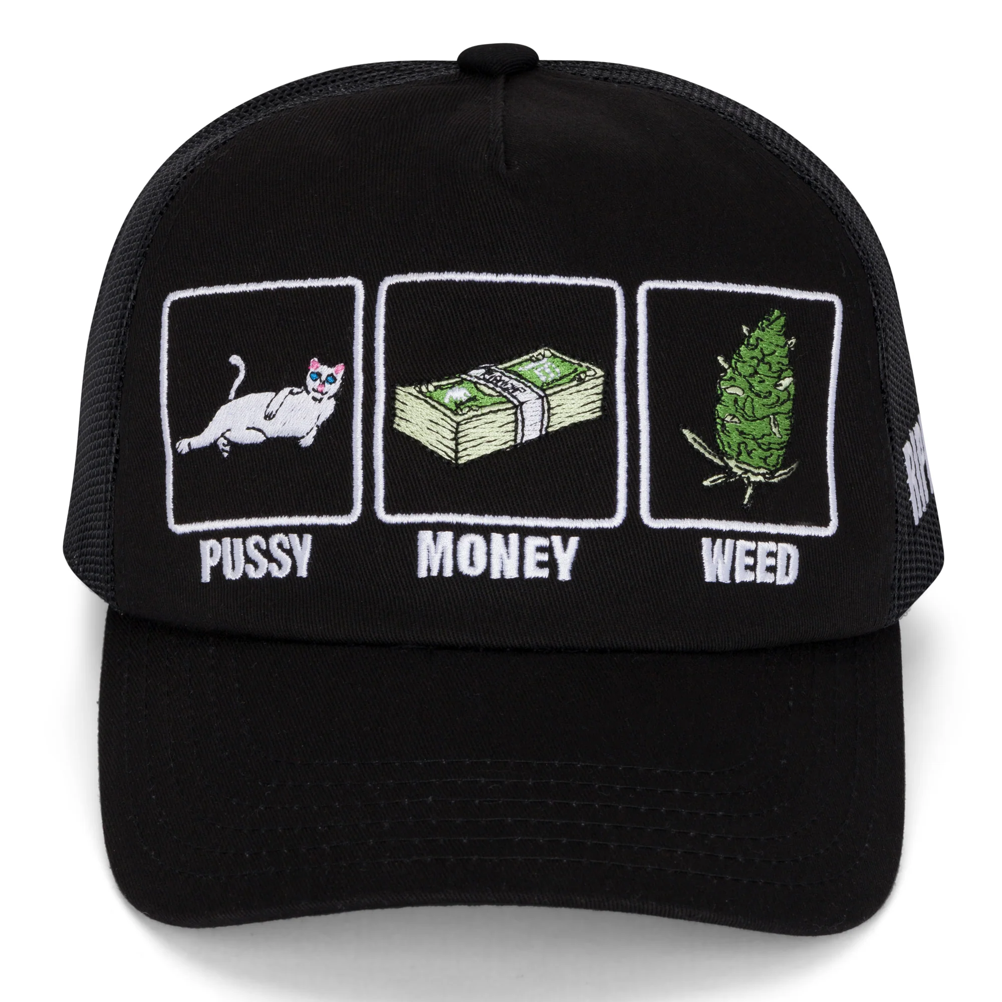 Pussy Money Weed Trucker Hat (Black) - Image 3