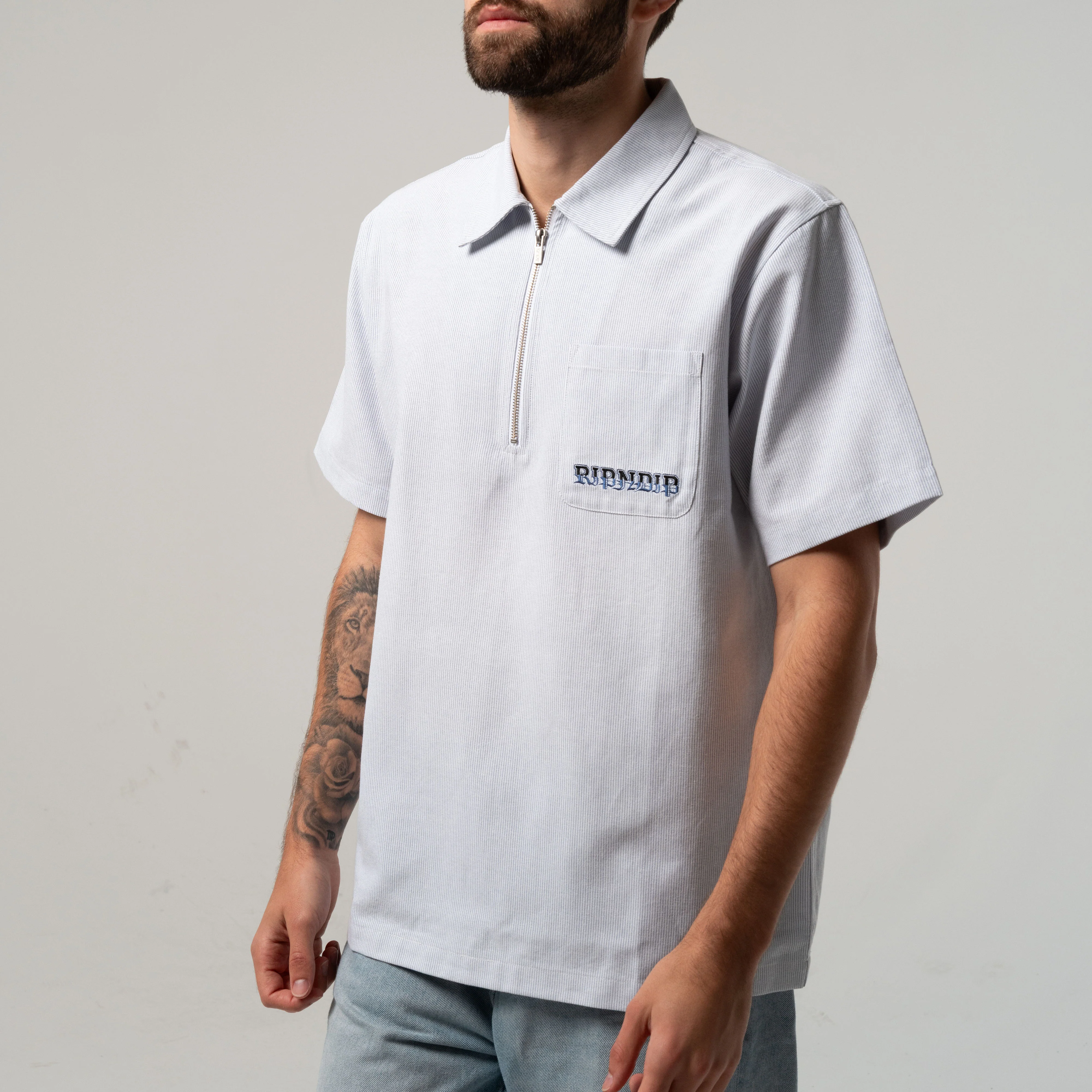 Rich Spirit Quarter Zip Shirt (Light Blue) - Image 3