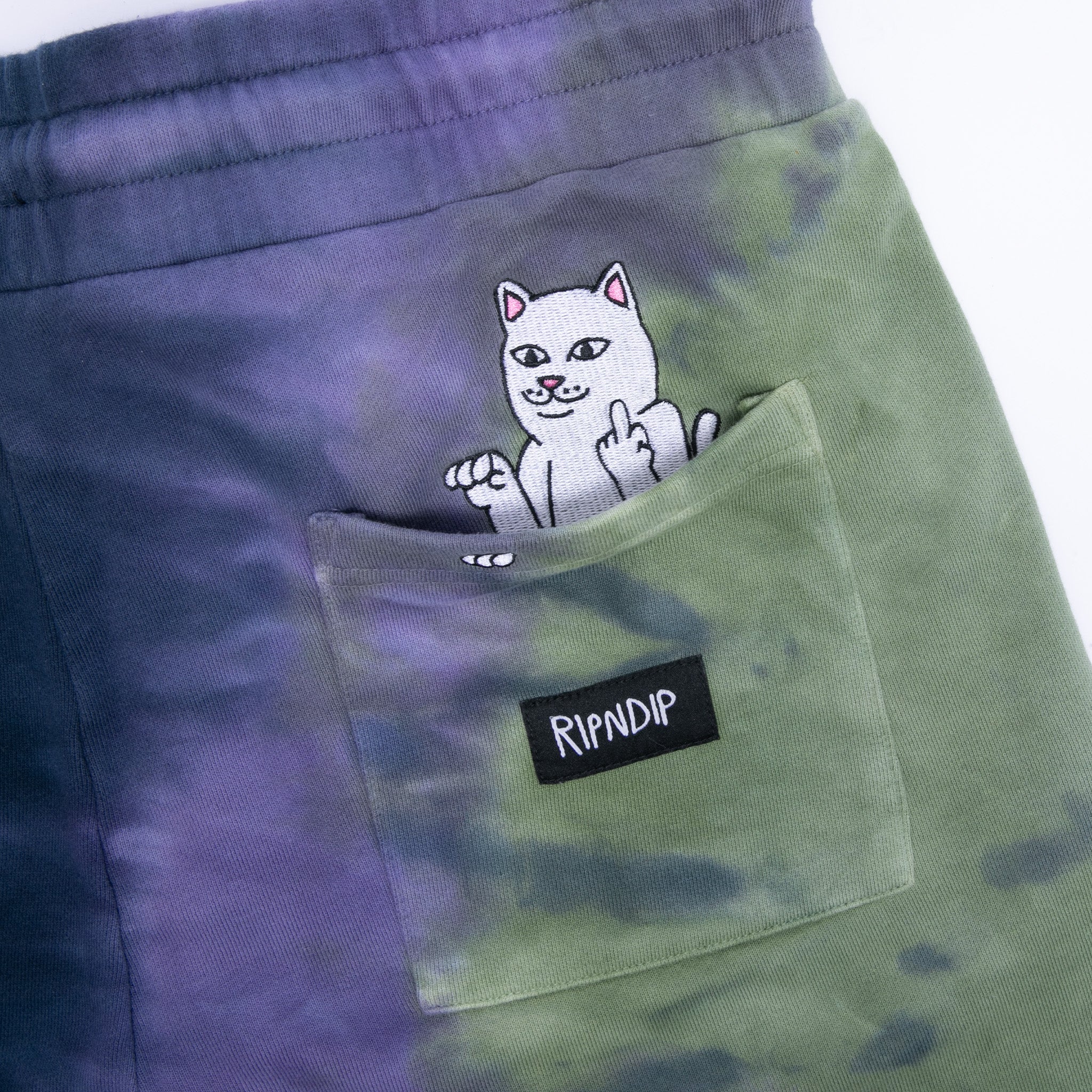 Ripndip Rubber Logo Sweatshorts (Sage/Slate Tie Dye) - Image 3