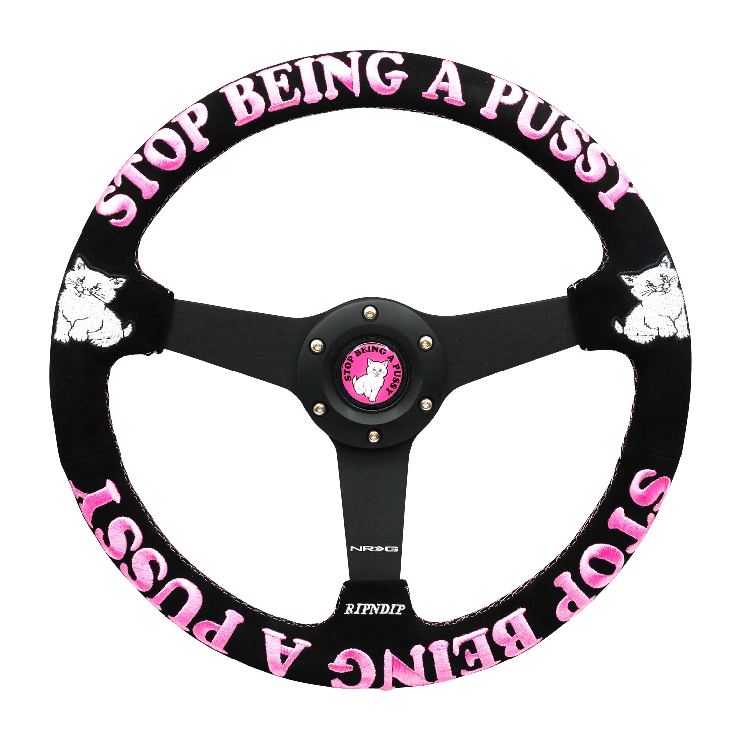 Ripndip x NRG Stop Being A Pussy Steering Wheel (Black / Pink)