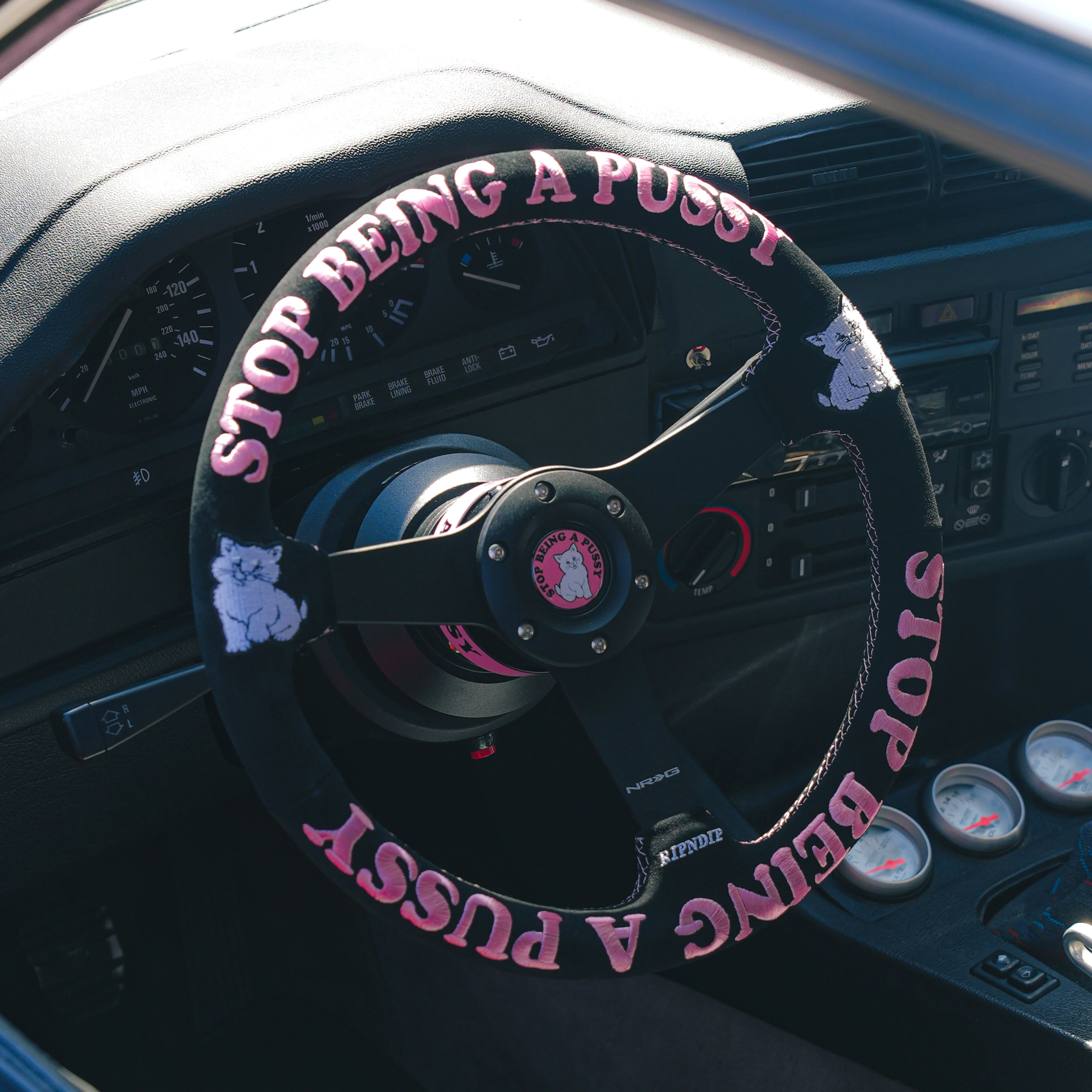 Ripndip x NRG Stop Being A Pussy Steering Wheel (Black / Pink) - Image 2