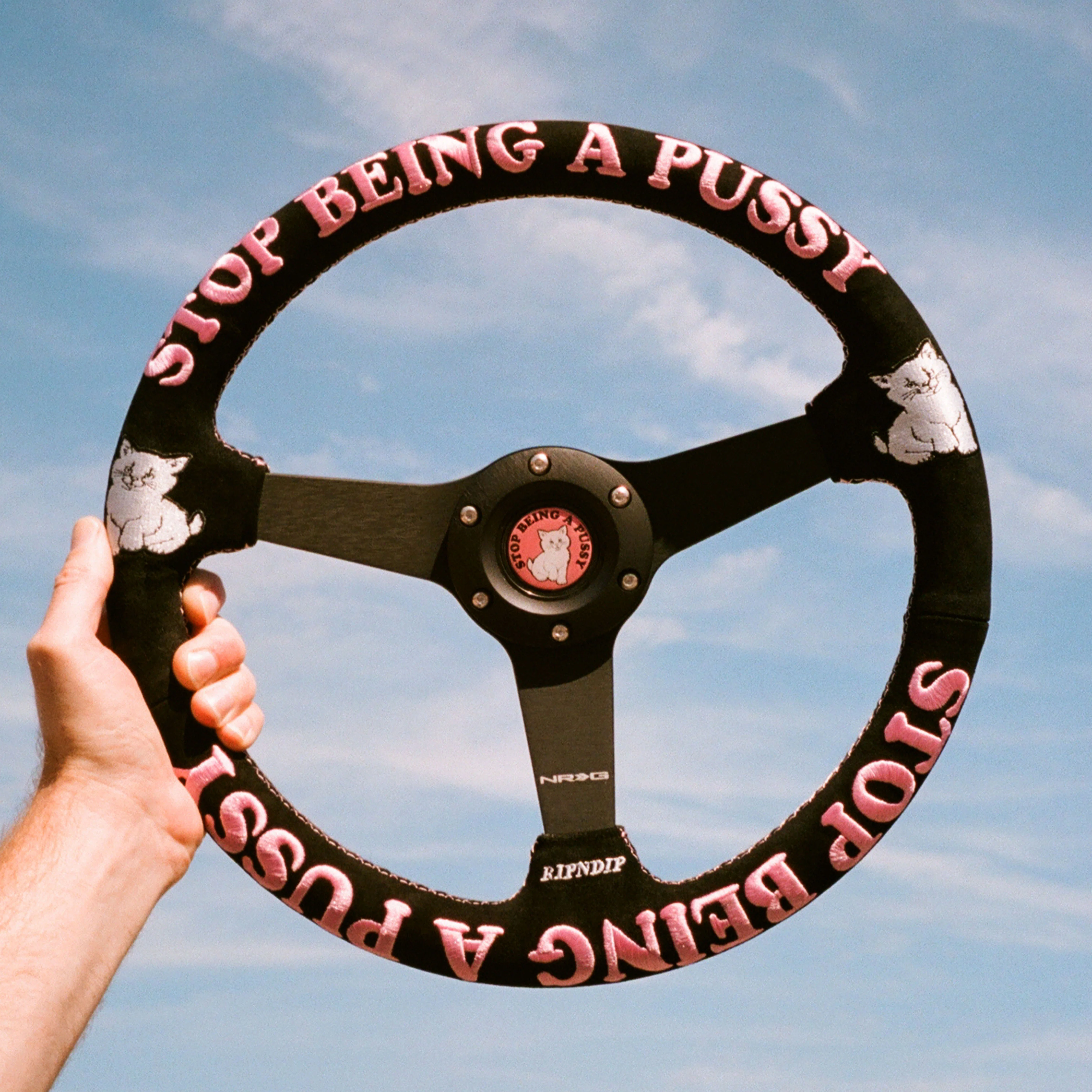 Ripndip x NRG Stop Being A Pussy Steering Wheel (Black / Pink) - Image 3