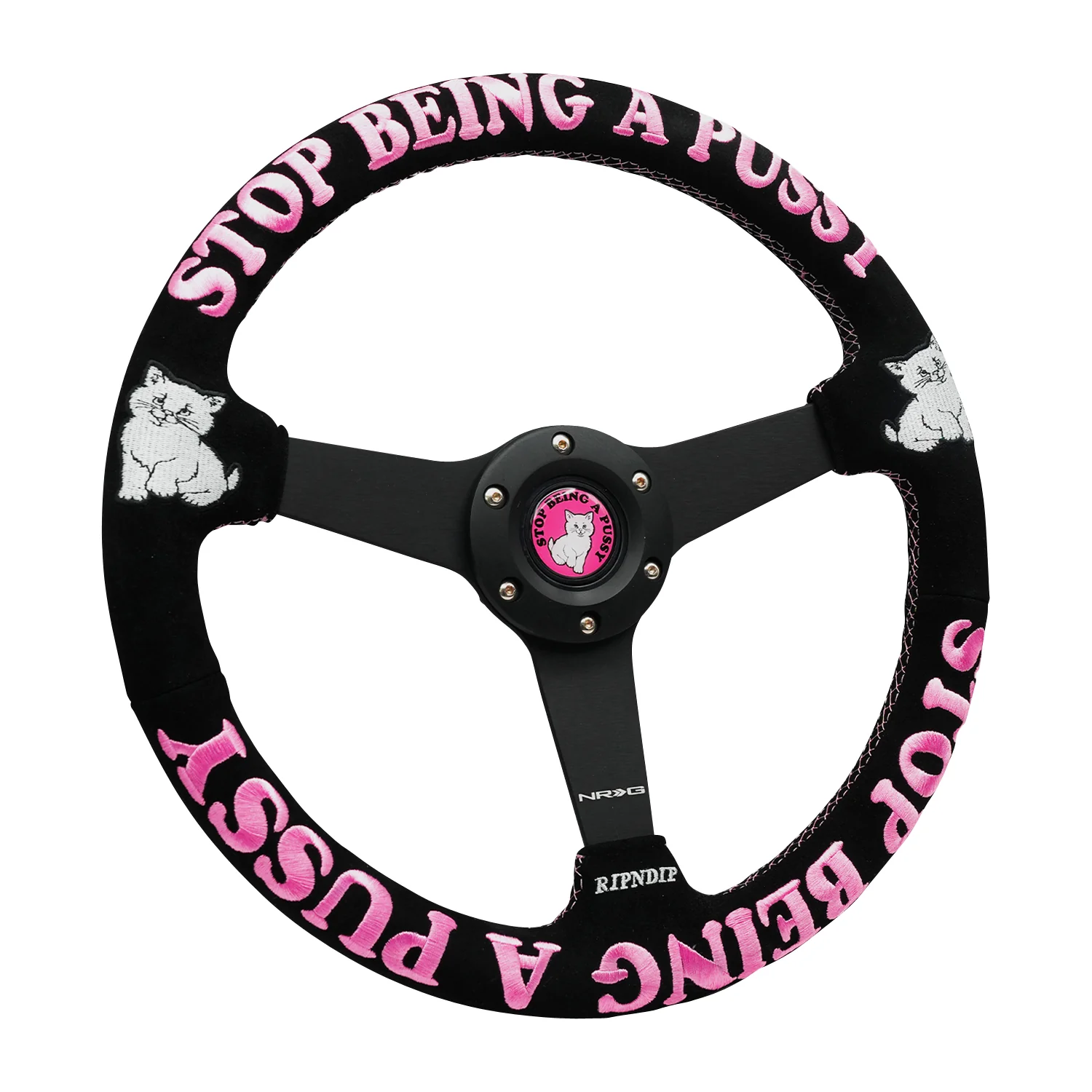 Ripndip x NRG Stop Being A Pussy Steering Wheel (Black / Pink) - Image 4