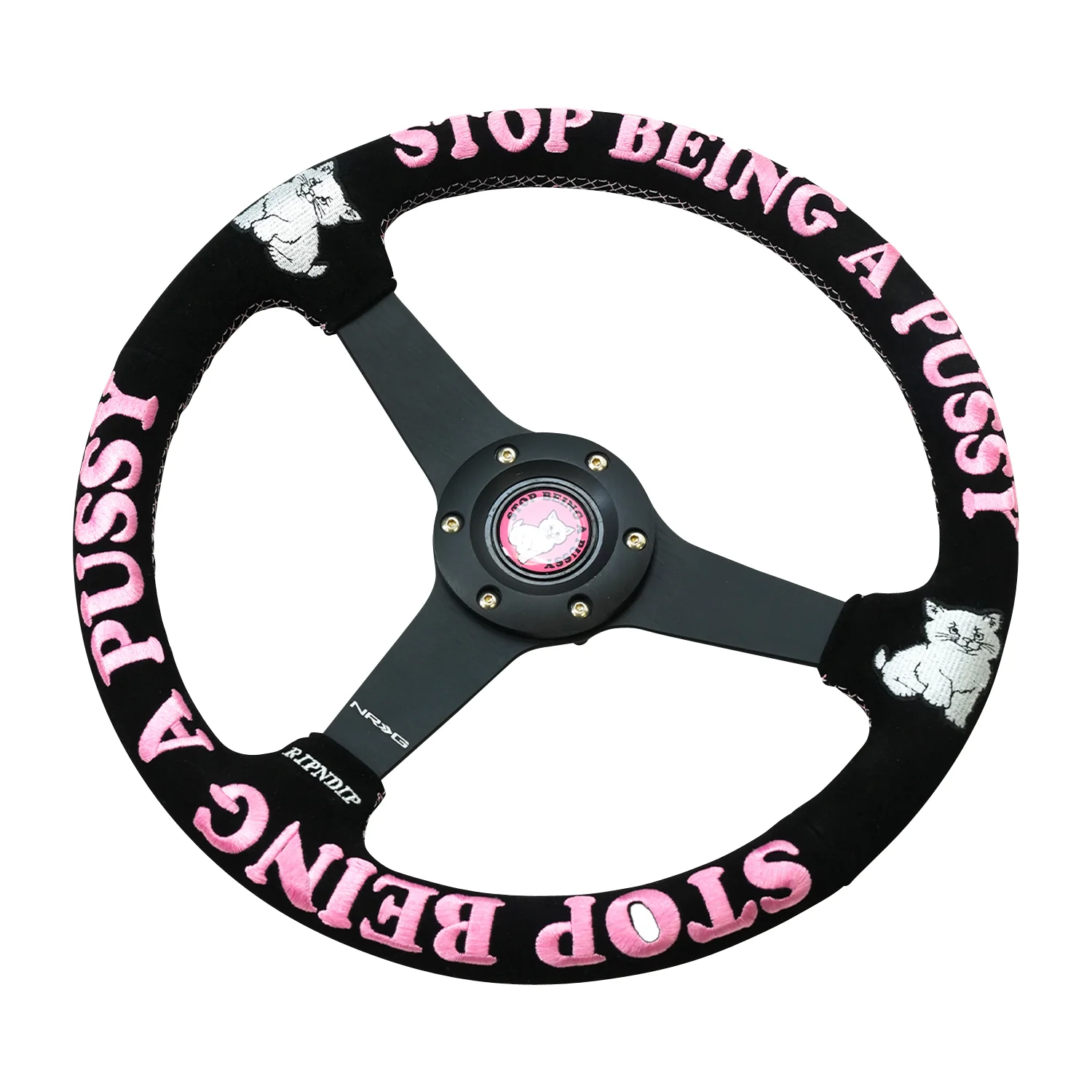 Ripndip x NRG Stop Being A Pussy Steering Wheel (Black / Pink) - Image 5