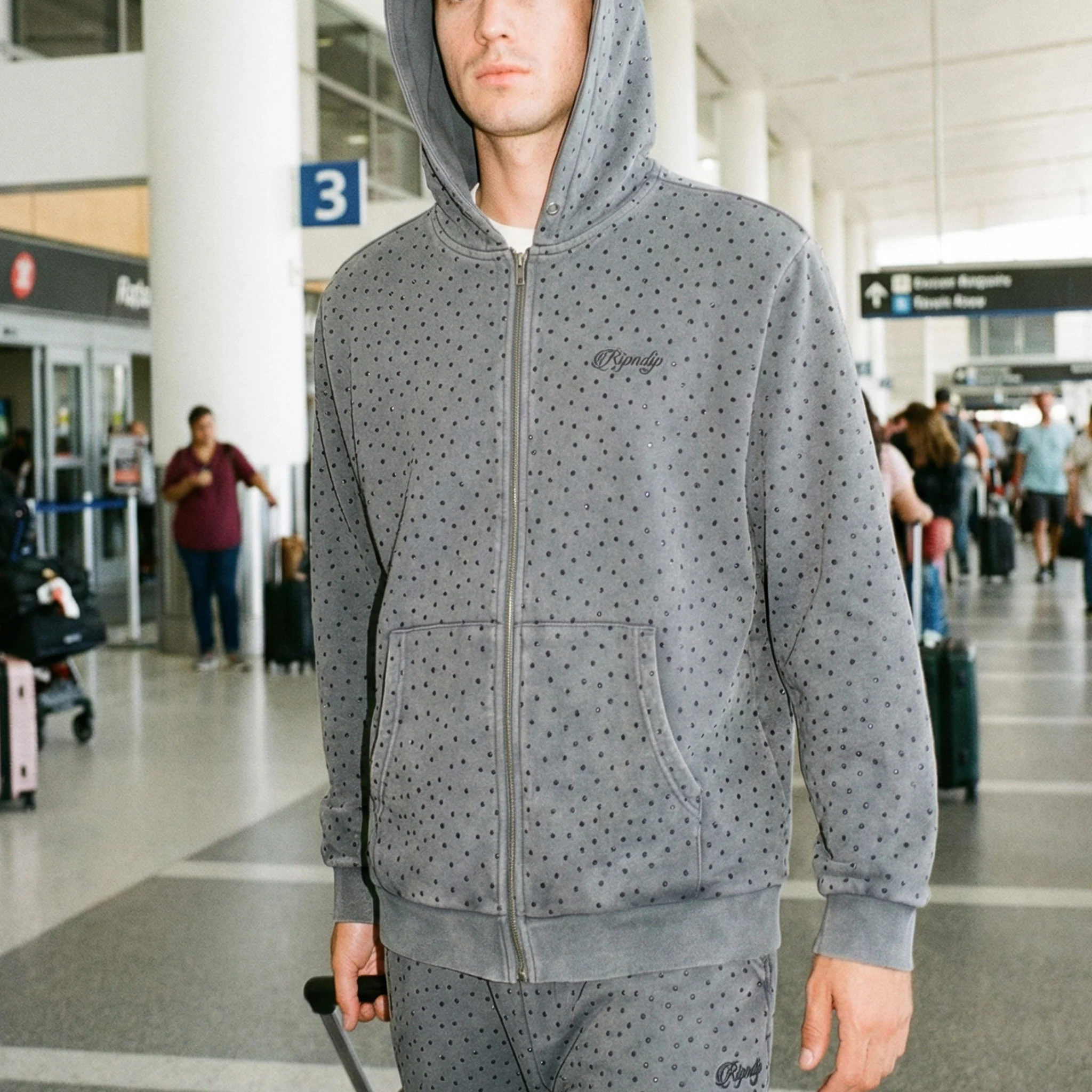 RIPNGEMS Zip Up Hoodie (Charcoal Wash) - Image 2