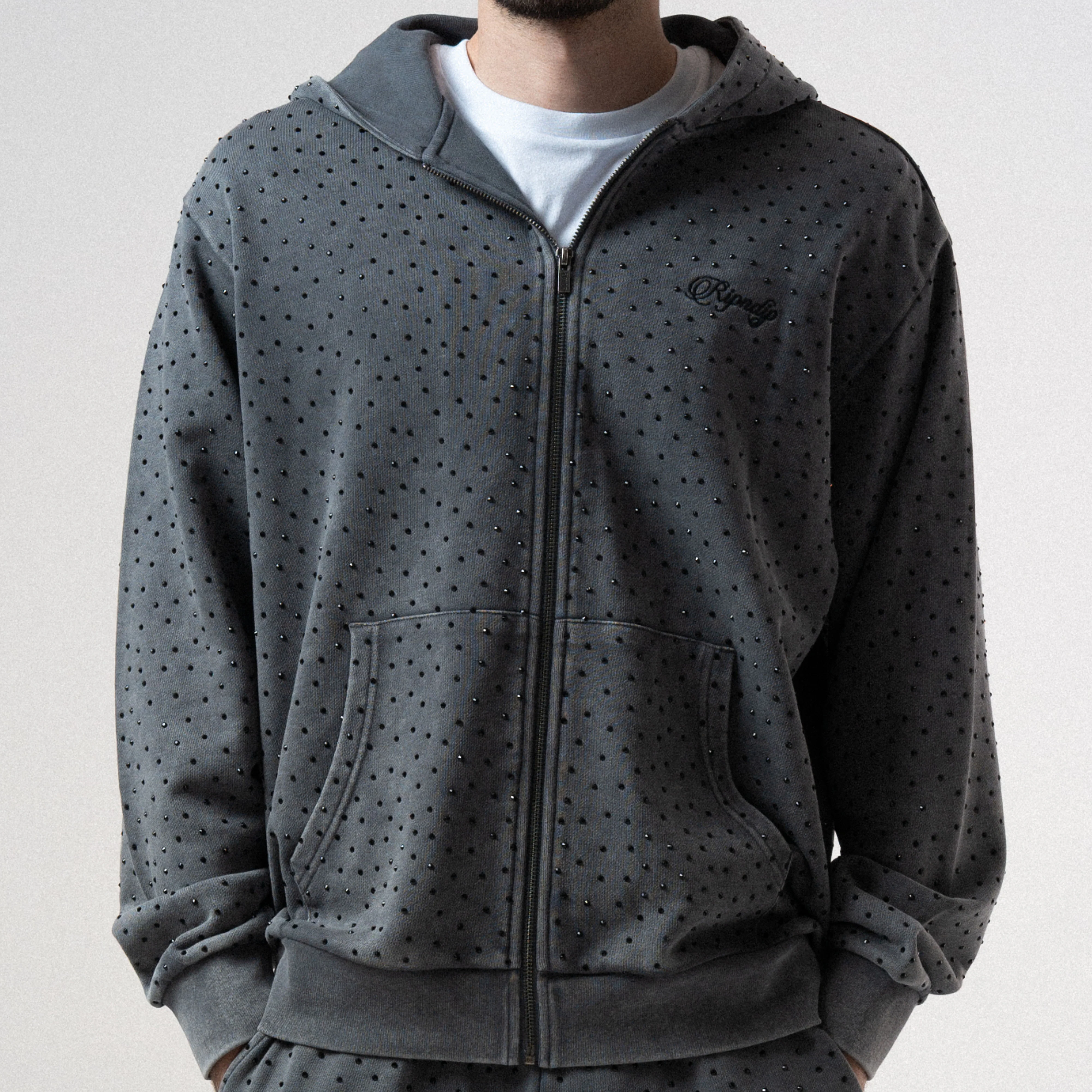 RIPNGEMS Zip Up Hoodie (Charcoal Wash) - Image 4