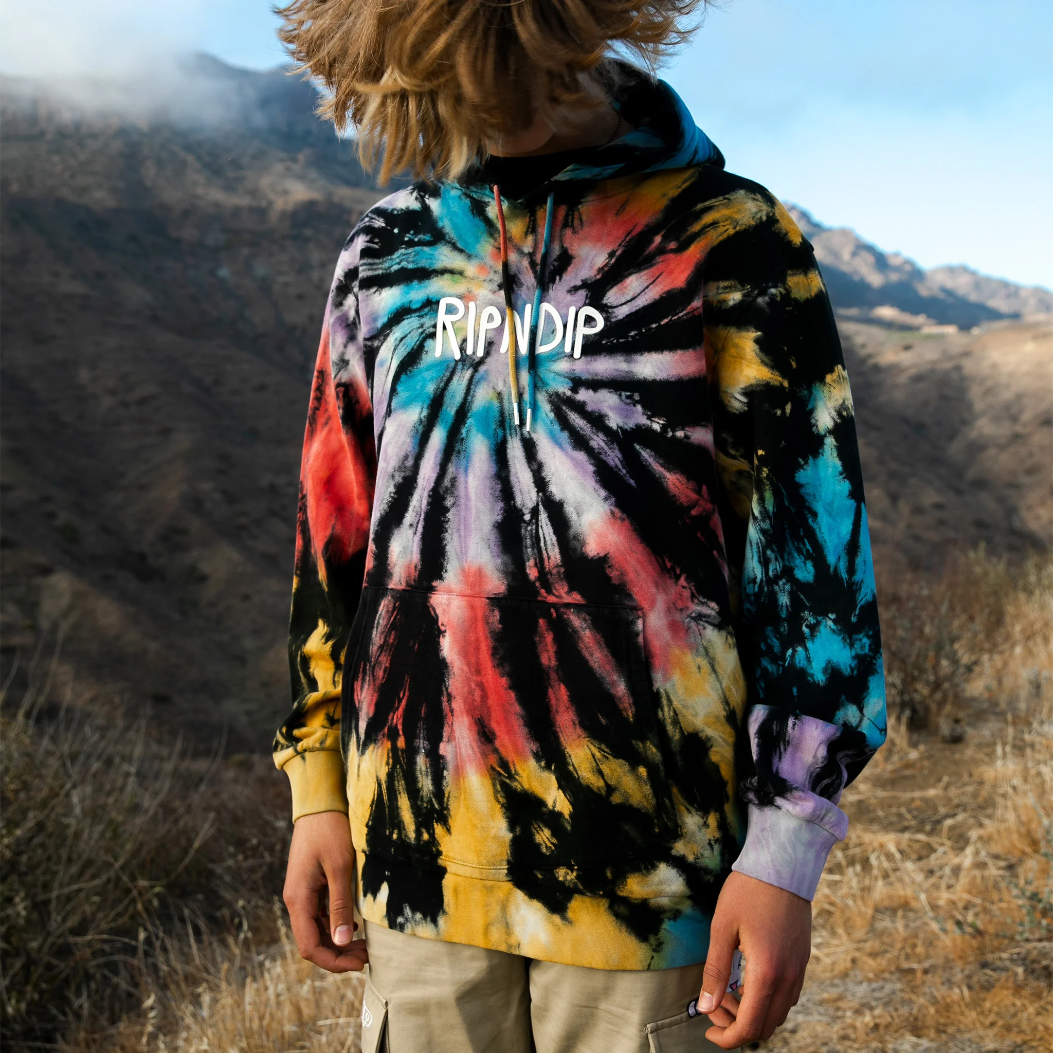 Rubber Logo Hoodie (Sunburst Spiral Tie Dye) - Image 2
