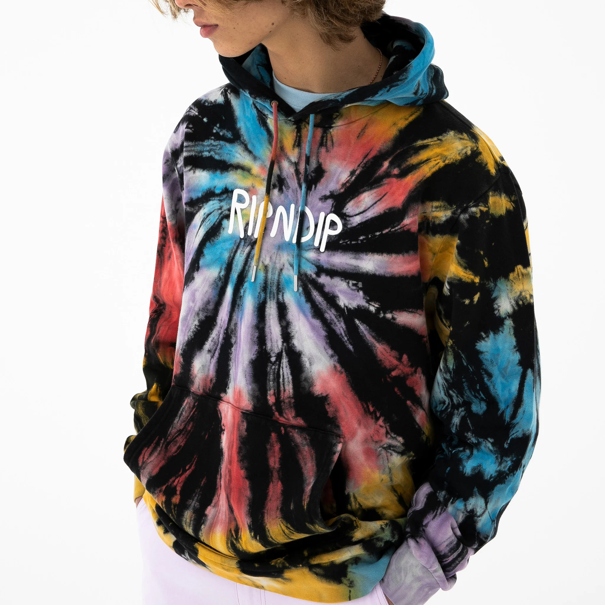 Rubber Logo Hoodie (Sunburst Spiral Tie Dye) - Image 3