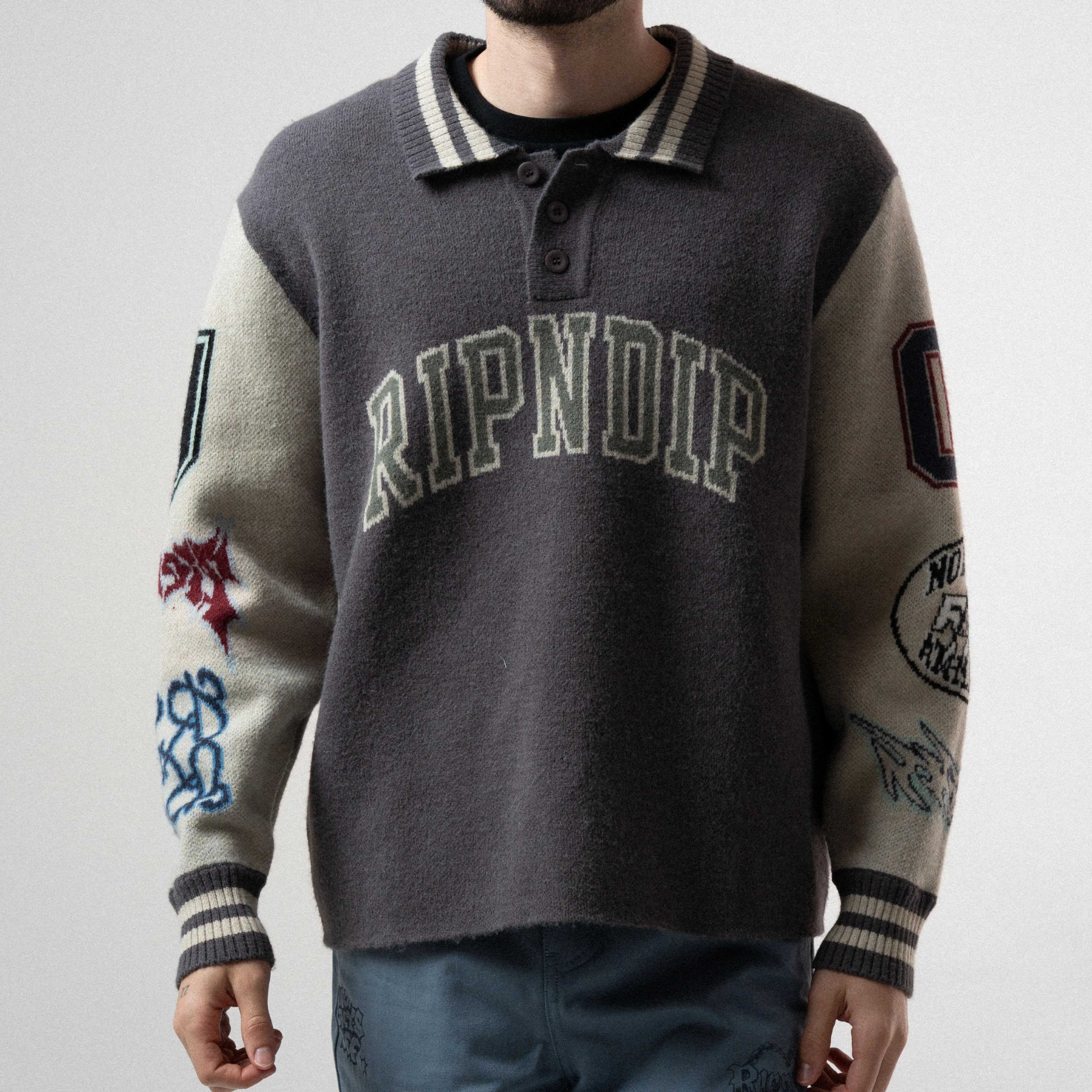 Run It Up Knit Sweater (Charoal / Cream) - Image 4