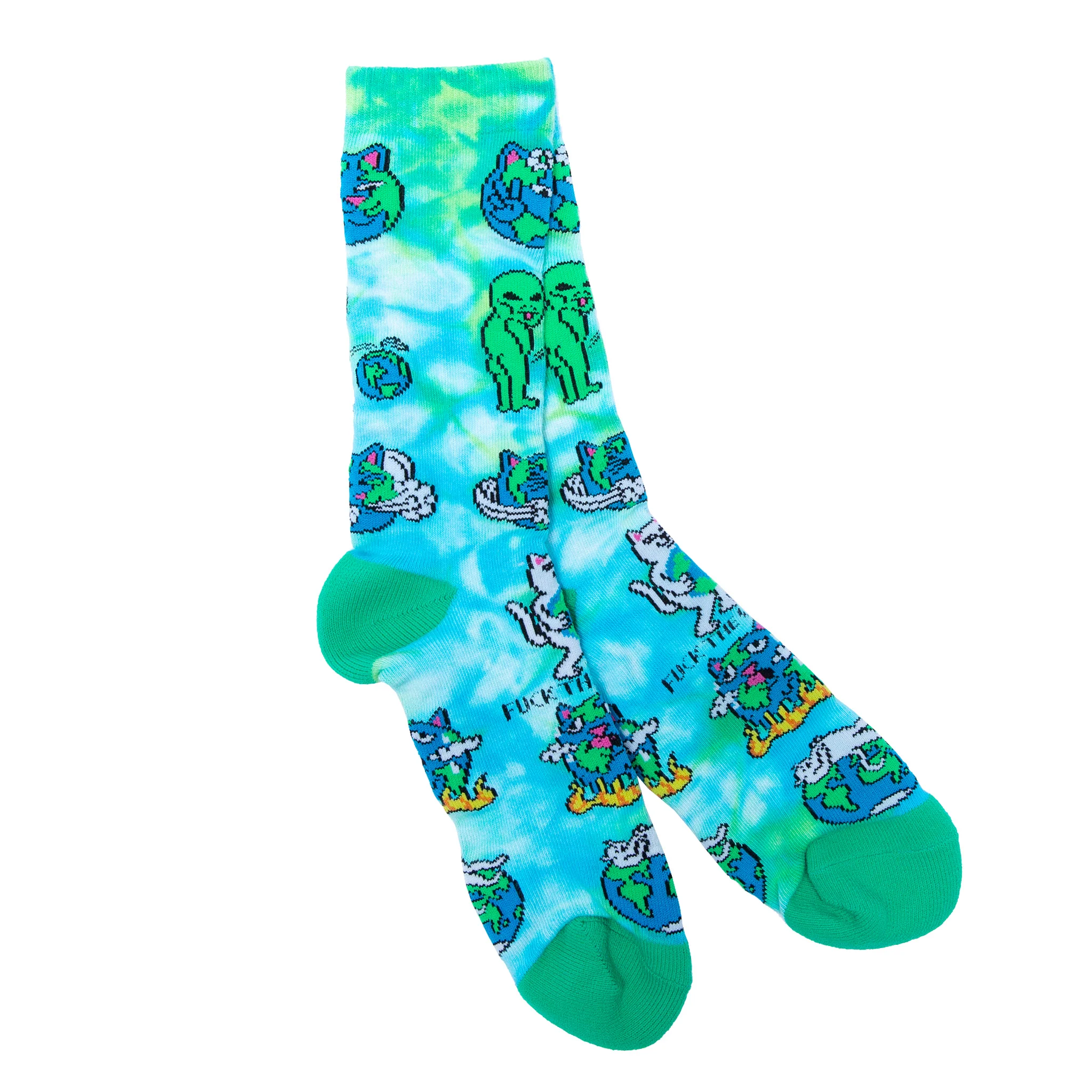 Save The World Socks (Blue Tie Dye) - Image 2
