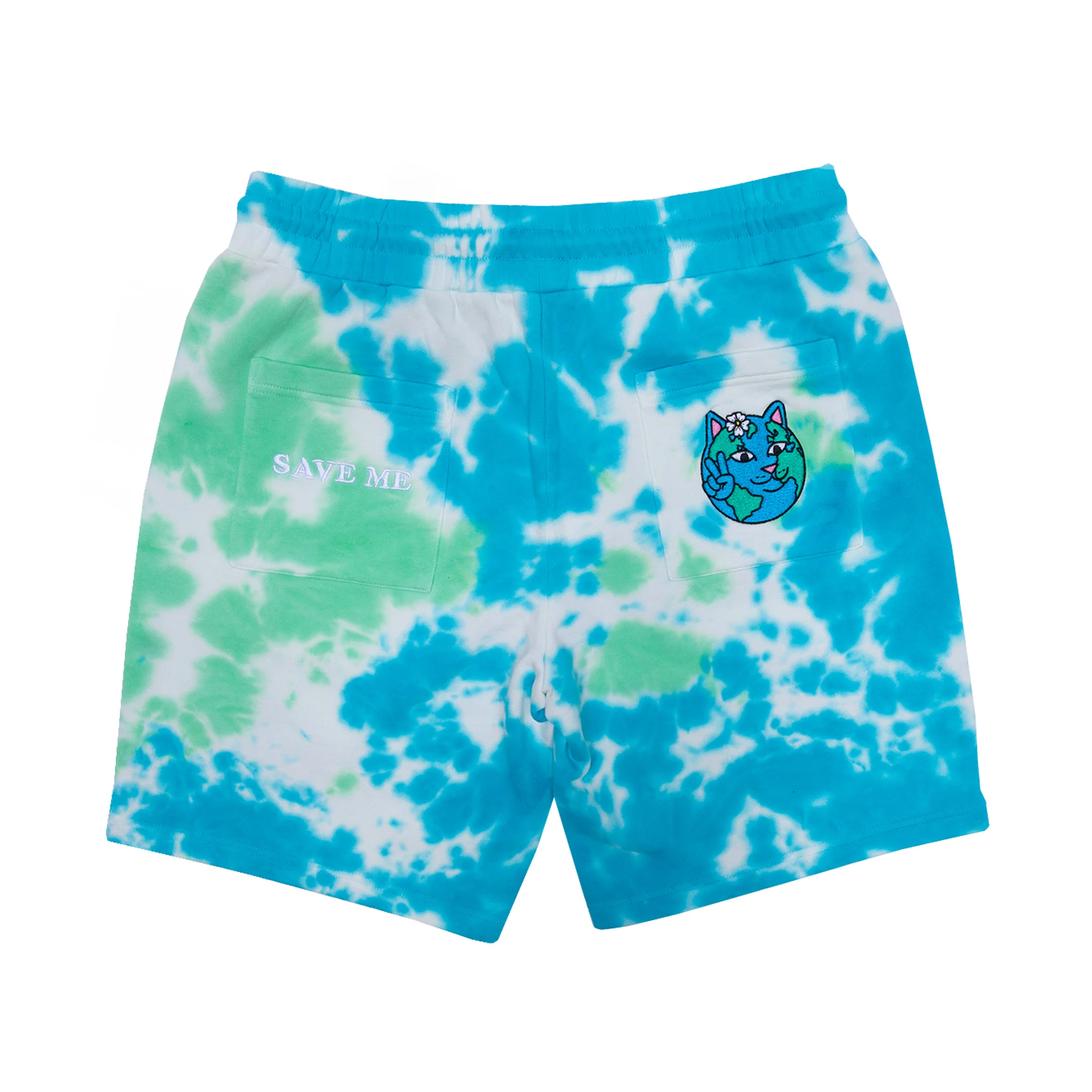 Save the World Sweatshorts (Aqua/Green Tie Dye) - Image 4