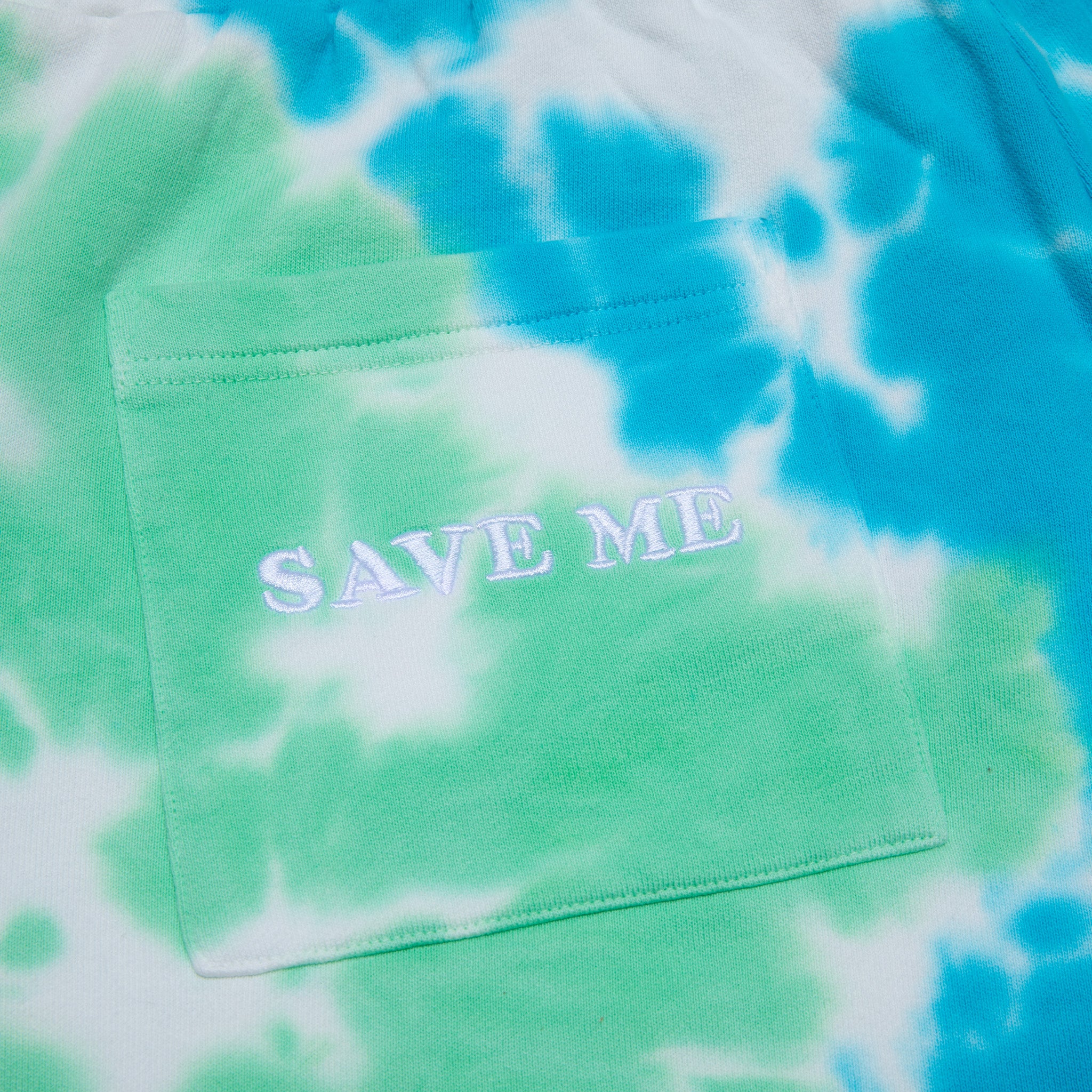Save the World Sweatshorts (Aqua/Green Tie Dye) - Image 5