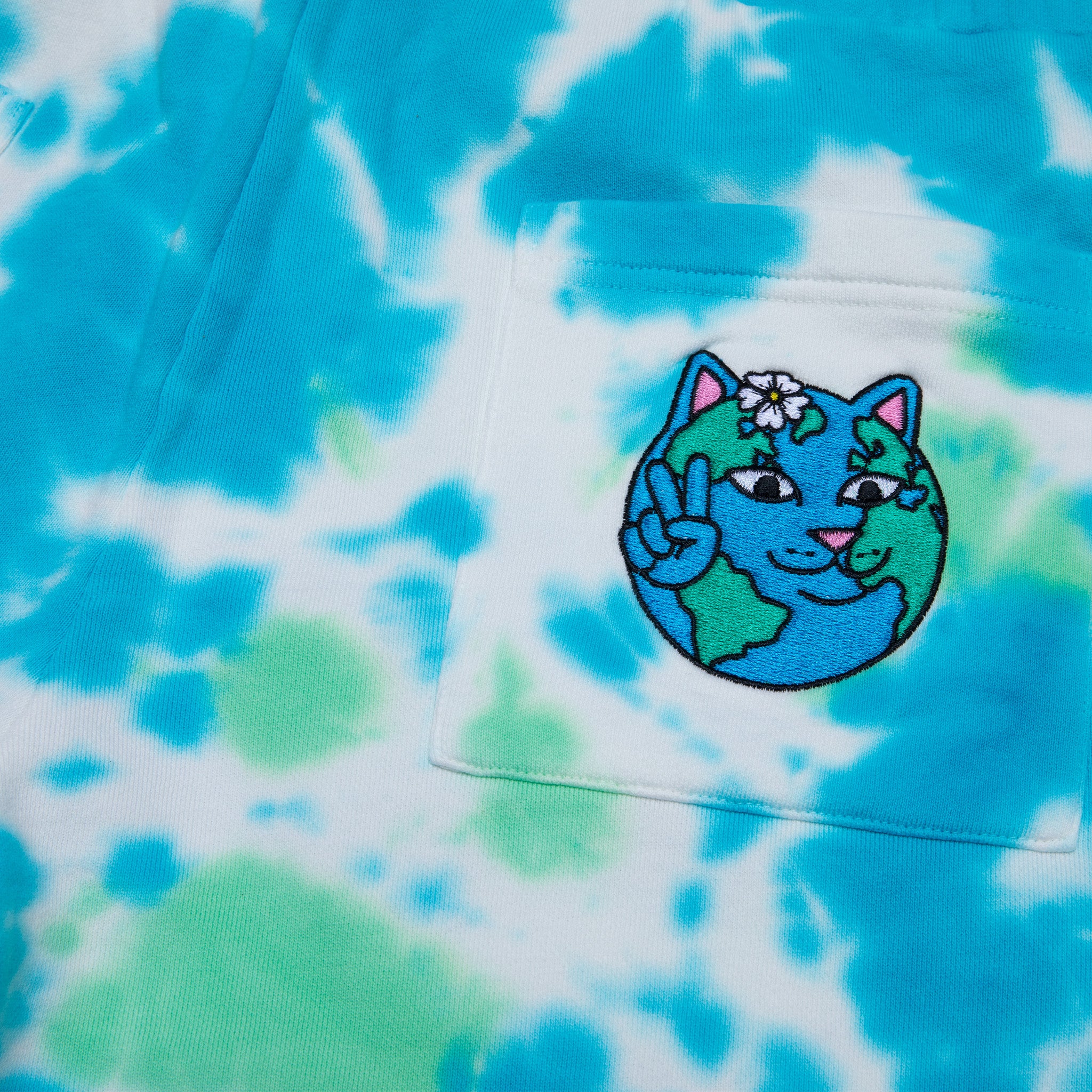 Save the World Sweatshorts (Aqua/Green Tie Dye) - Image 6