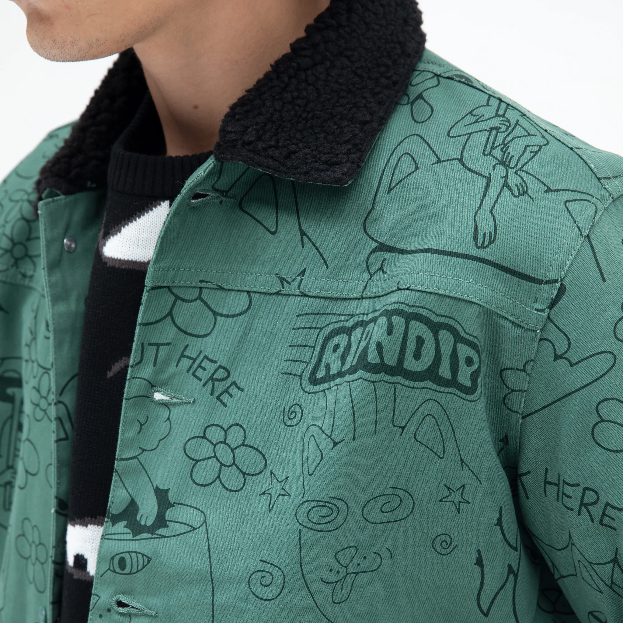 Scribble Button Up Jacket (Forest Green) - Image 3