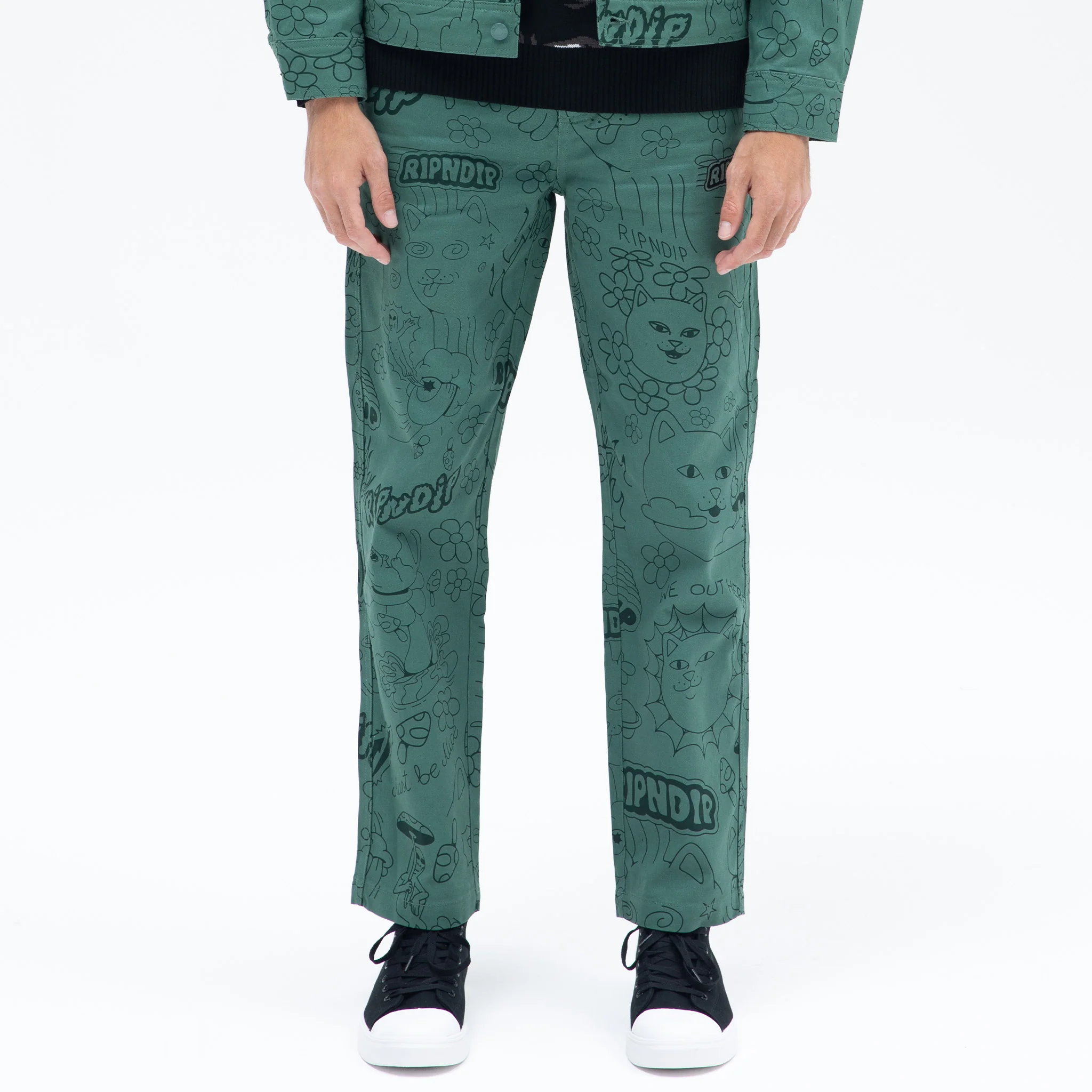 Scribble Cotton Twill Pants (Forest Green) - Image 2