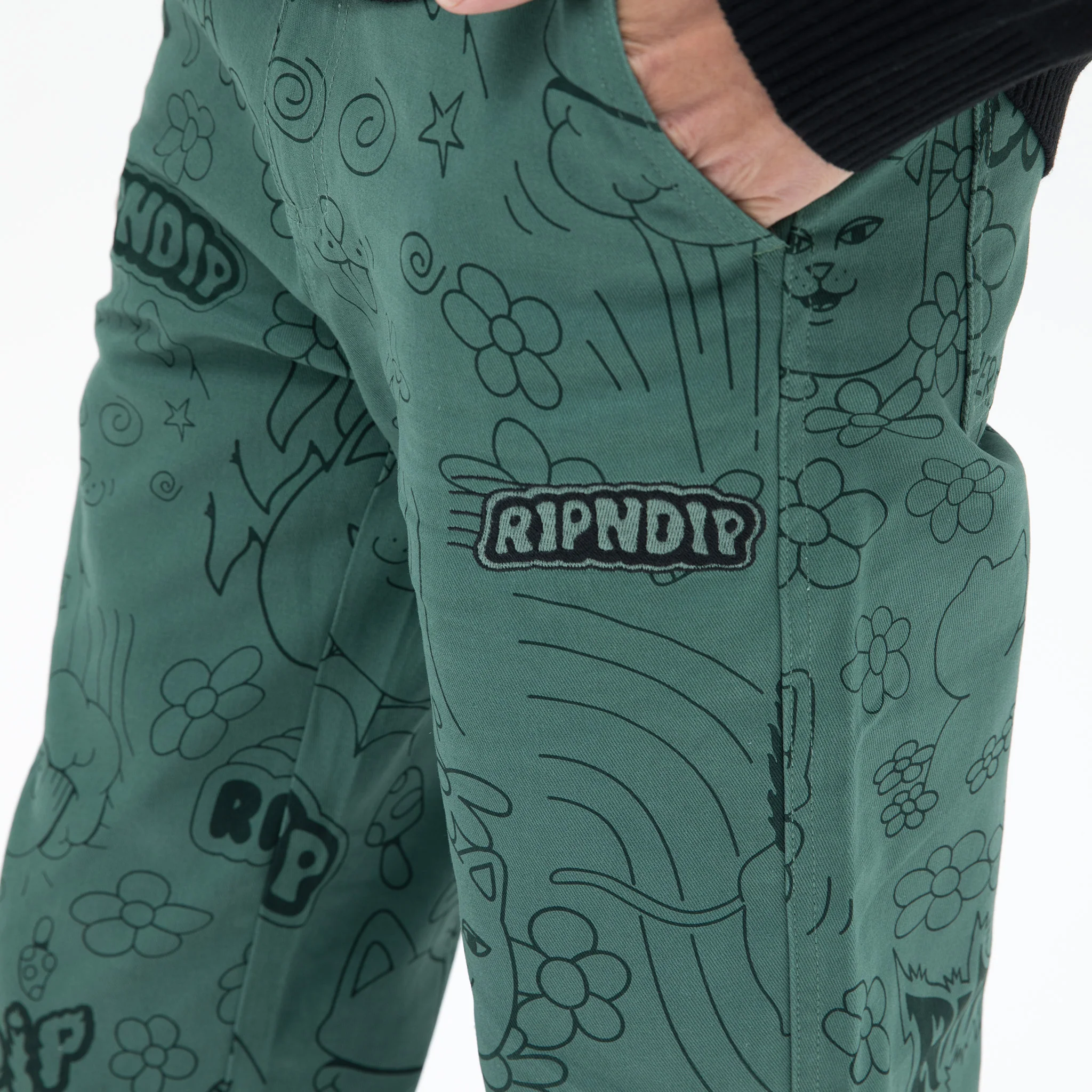 Scribble Cotton Twill Pants (Forest Green) - Image 3