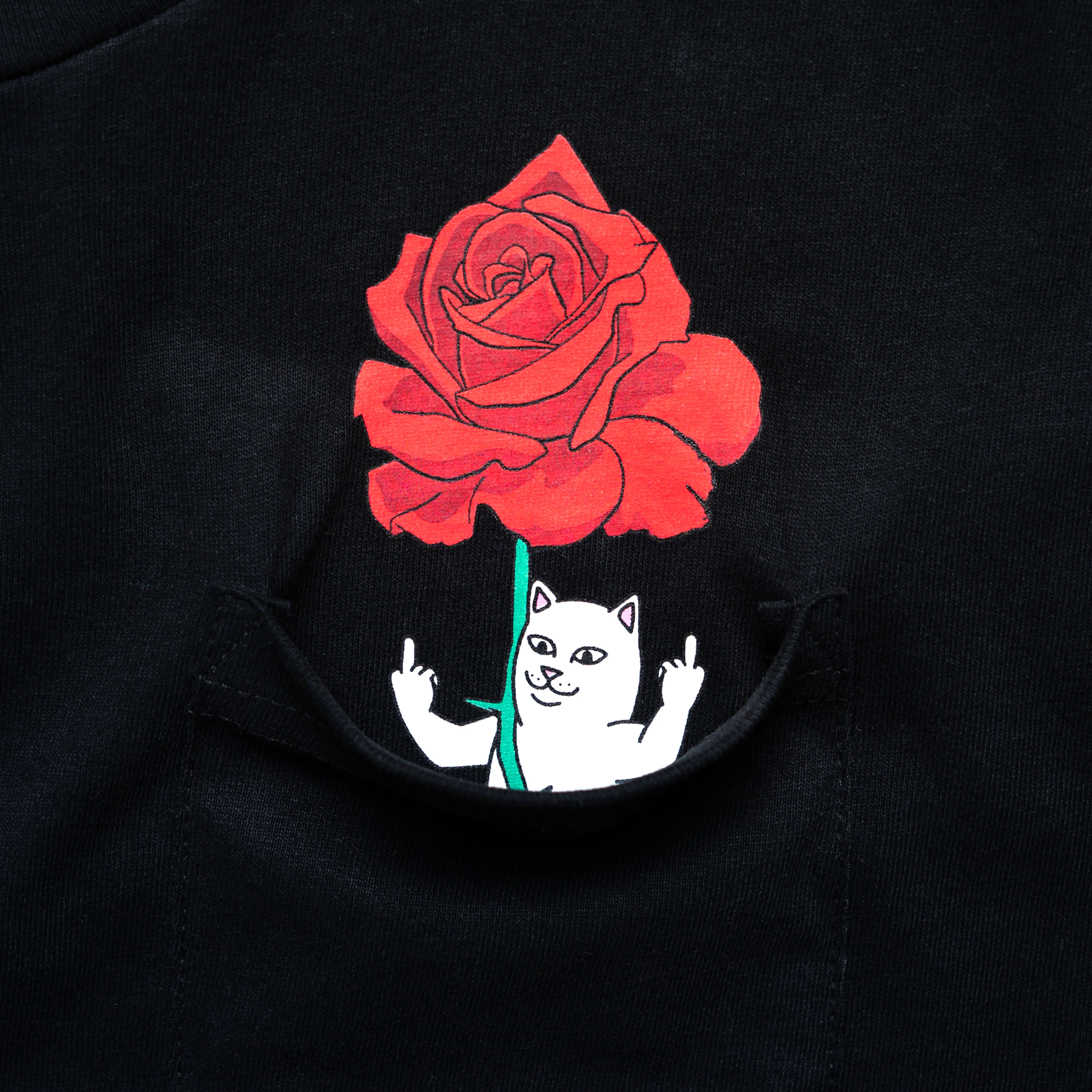 Send Me Flowers Nermal Pocket Tee (Black) - Image 2
