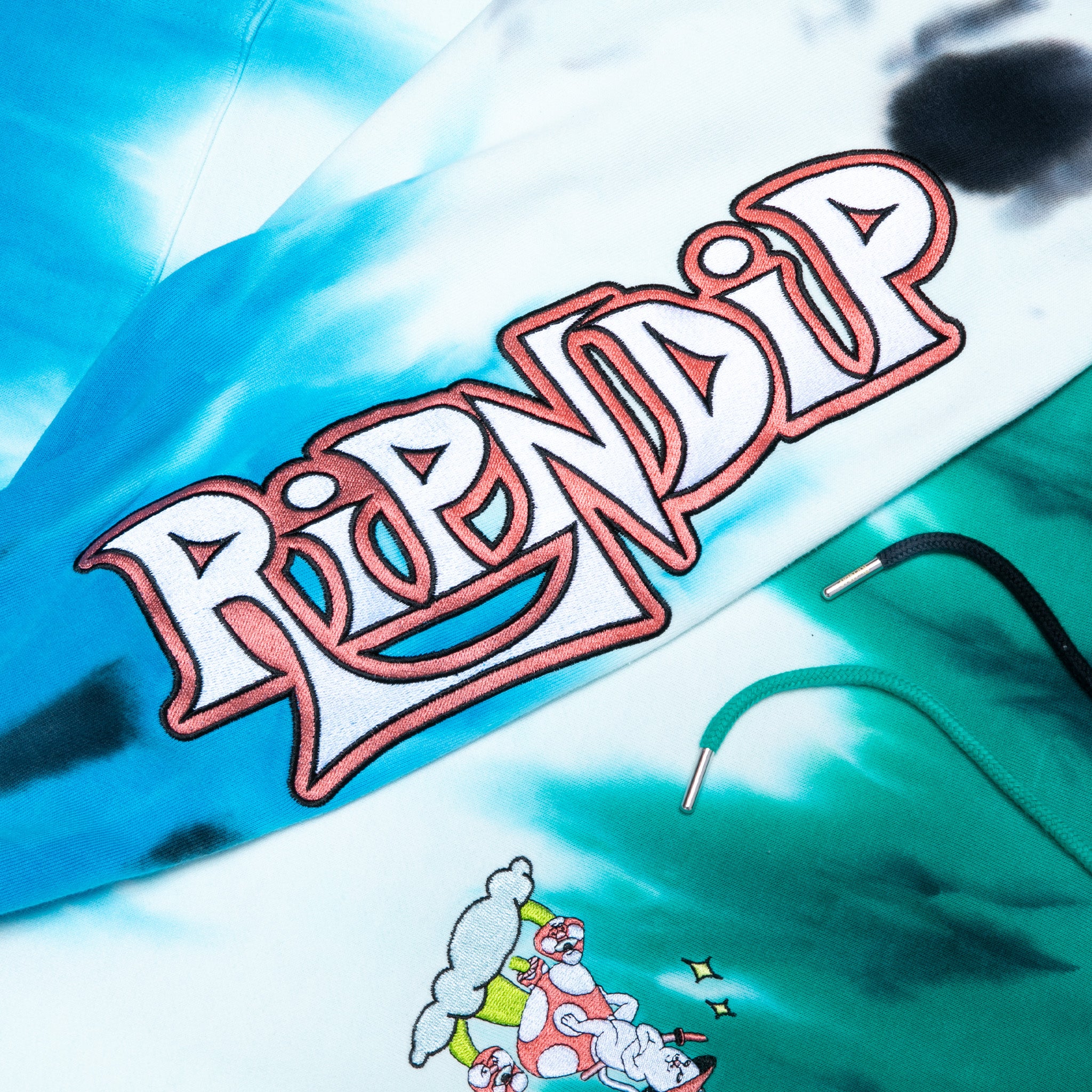 Sensai Embroidered Hoodie (Blue/Green Stripe Tie Dye) - Image 4