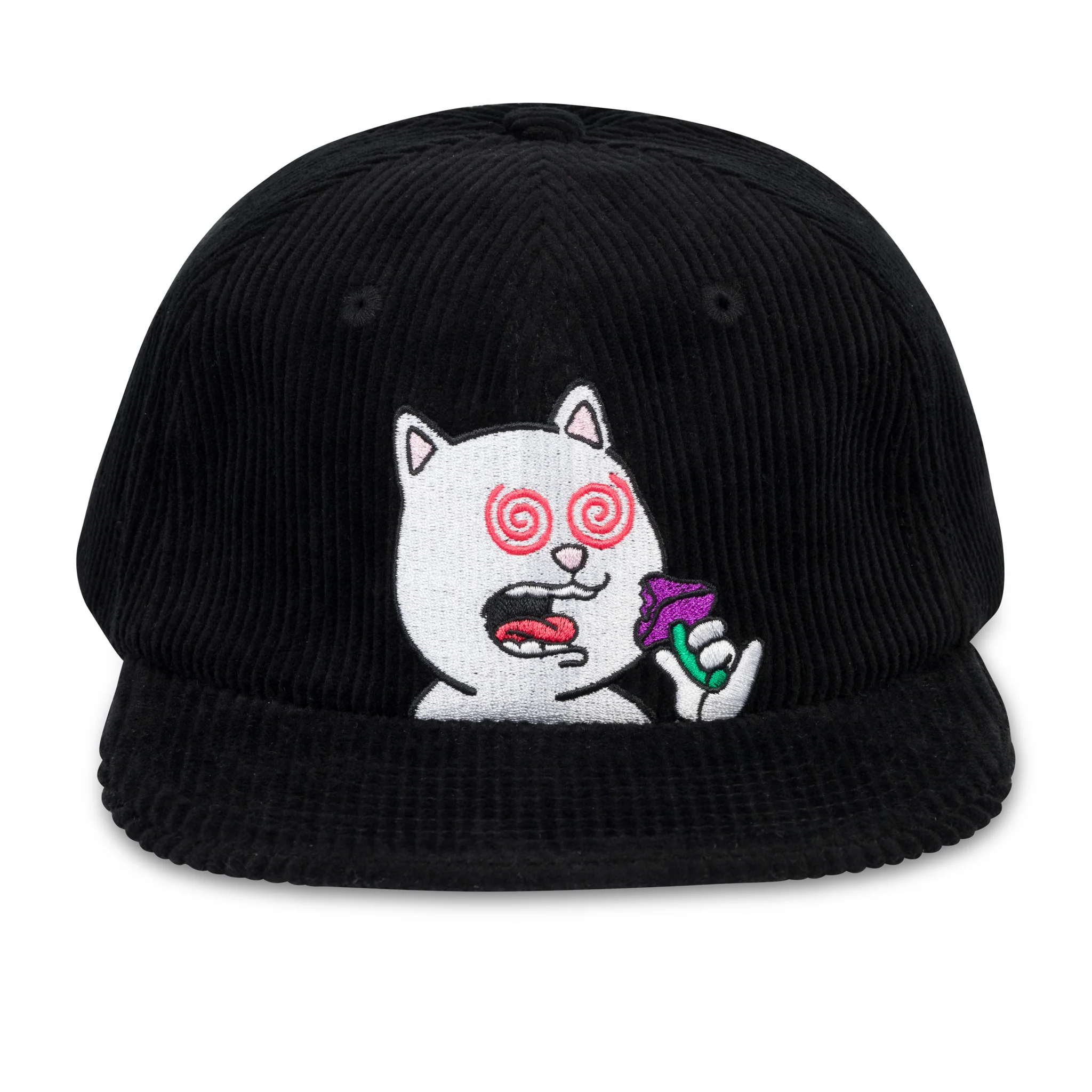 Shroom Diet 6 Panel Corduroy Strapback (Black) - Image 3