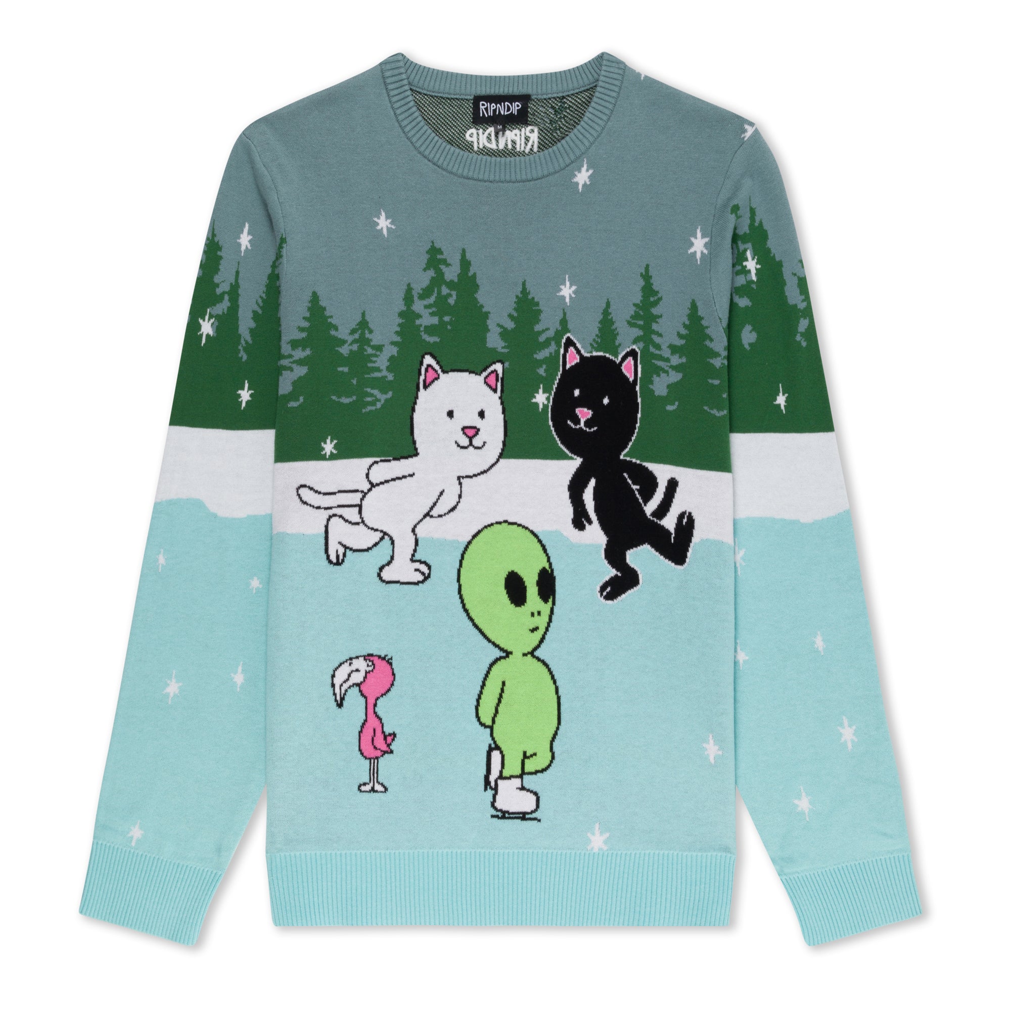 Skating With Friends Knit Sweater (Light Blue)