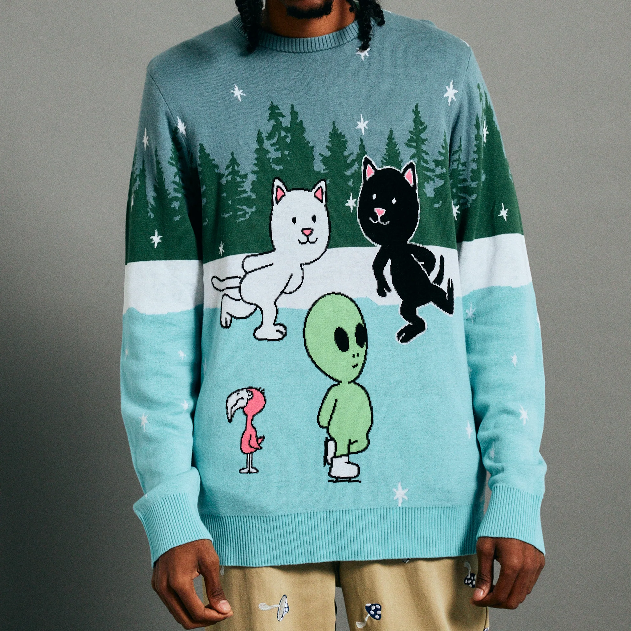 Skating With Friends Knit Sweater (Light Blue) - Image 2