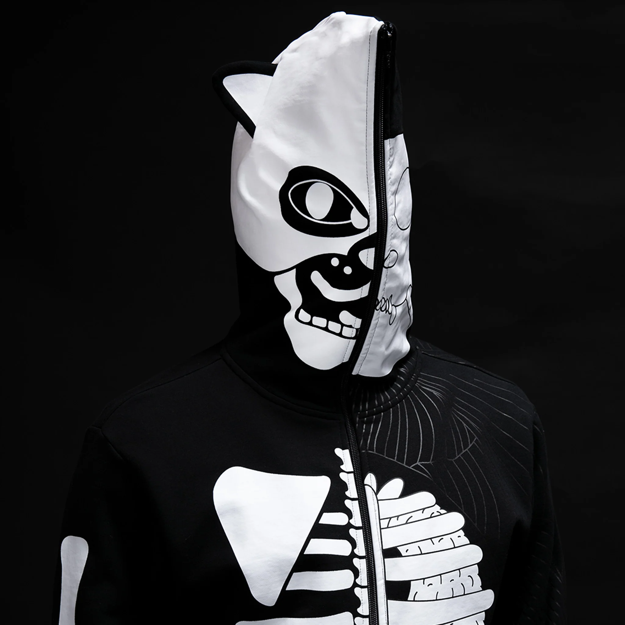 Skelly Anatomy Full Zip Hoodie (Black/White) - Image 4