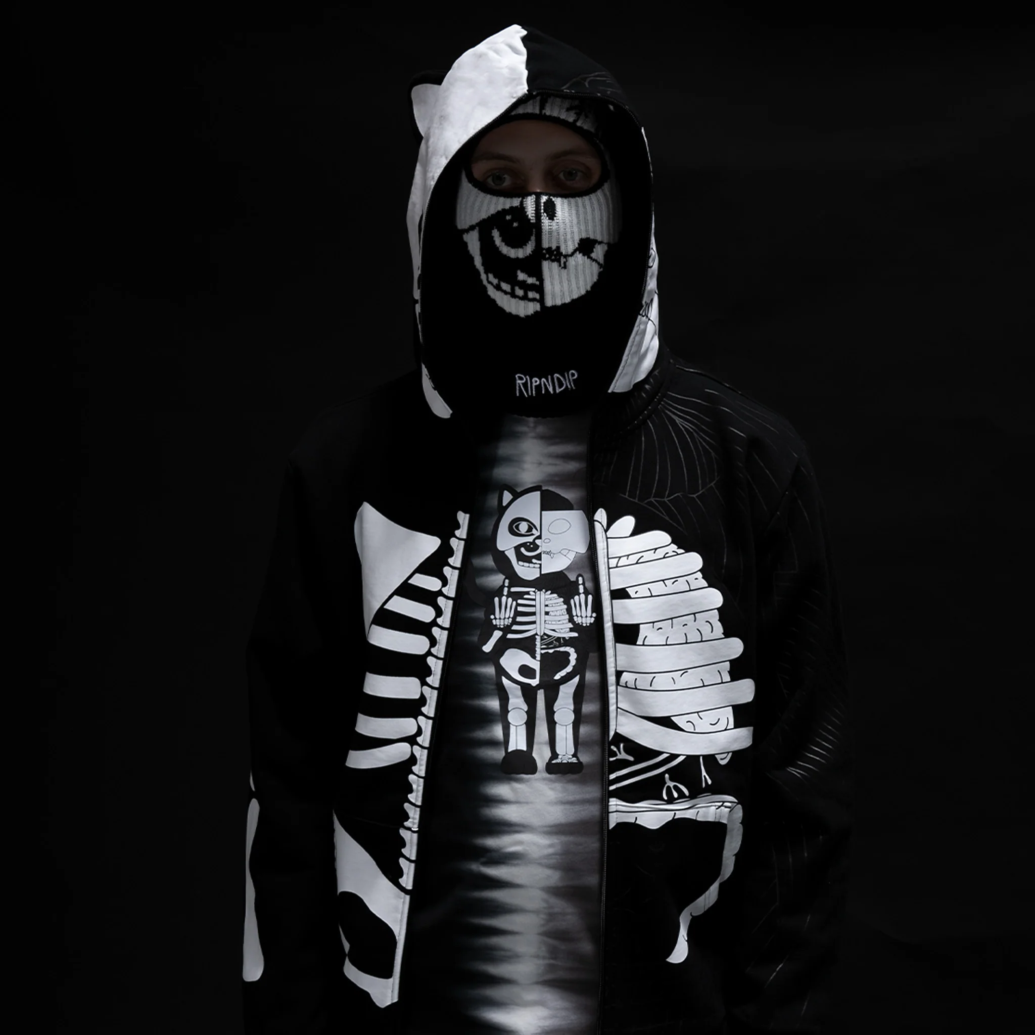 Skelly Anatomy Full Zip Hoodie (Black/White) - Image 5