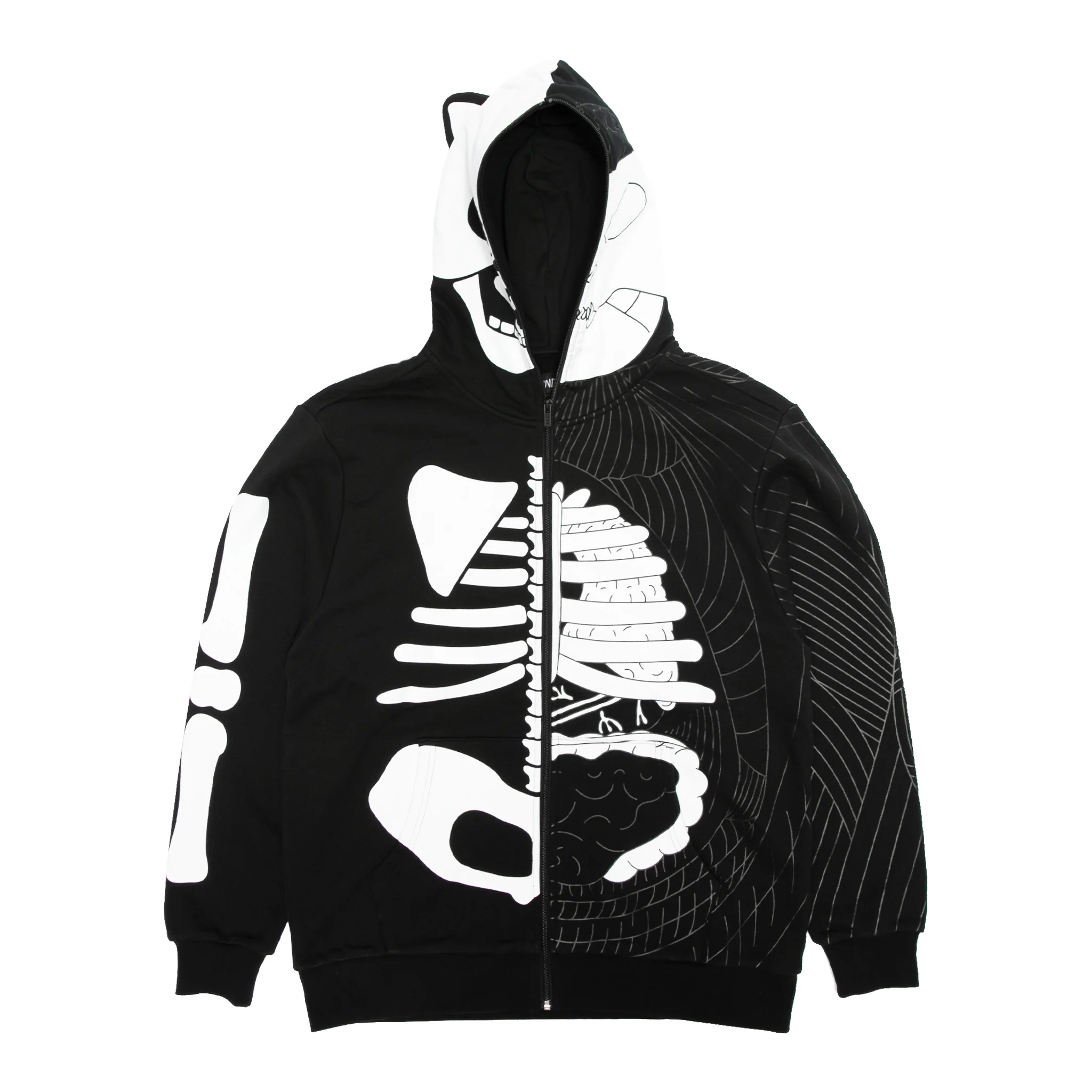 Skelly Anatomy Full Zip Hoodie (Black/White) - Image 9