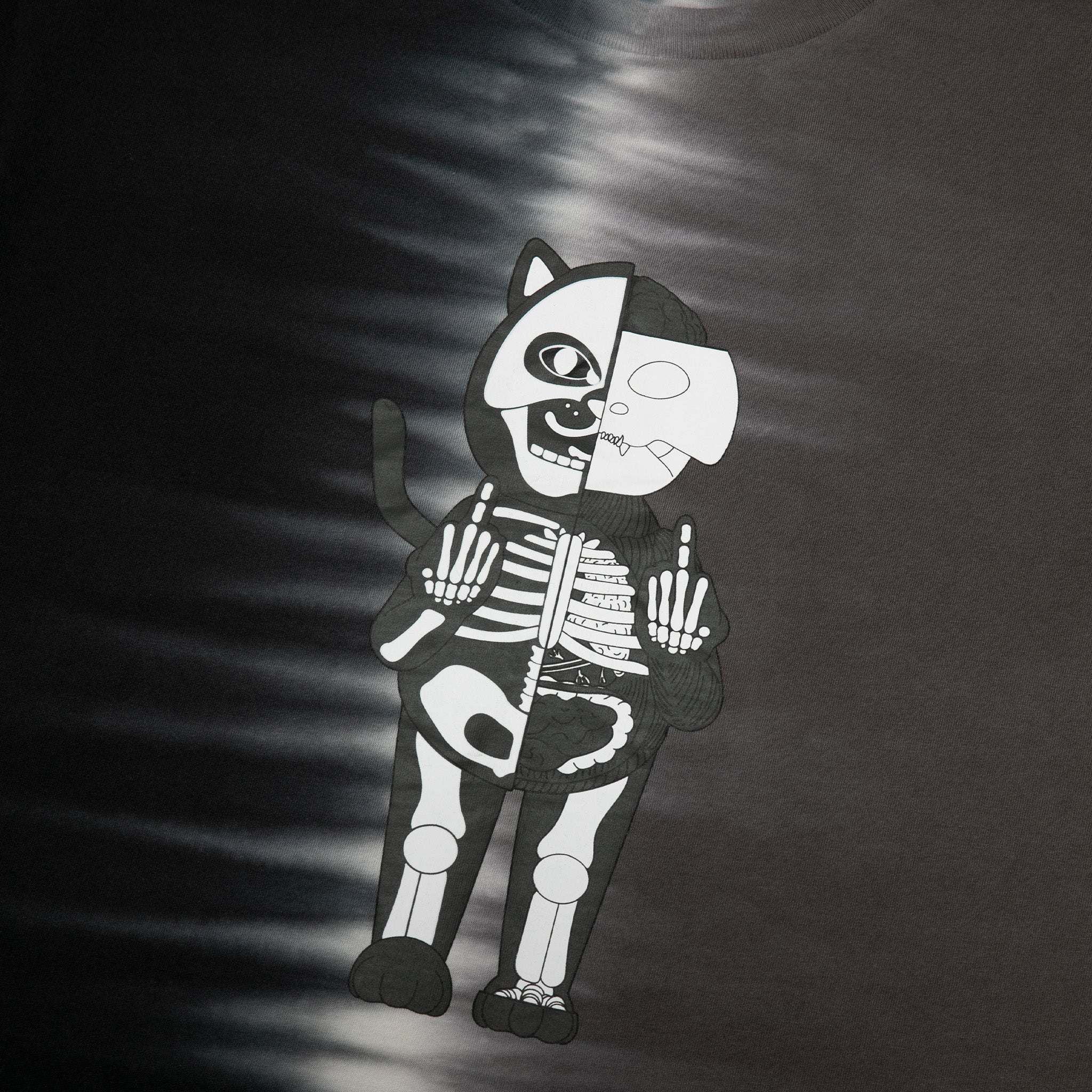 Skelly Anatomy Split Tie Dye Tee (Black/Charcoal Split Tie Dye) - Image 3