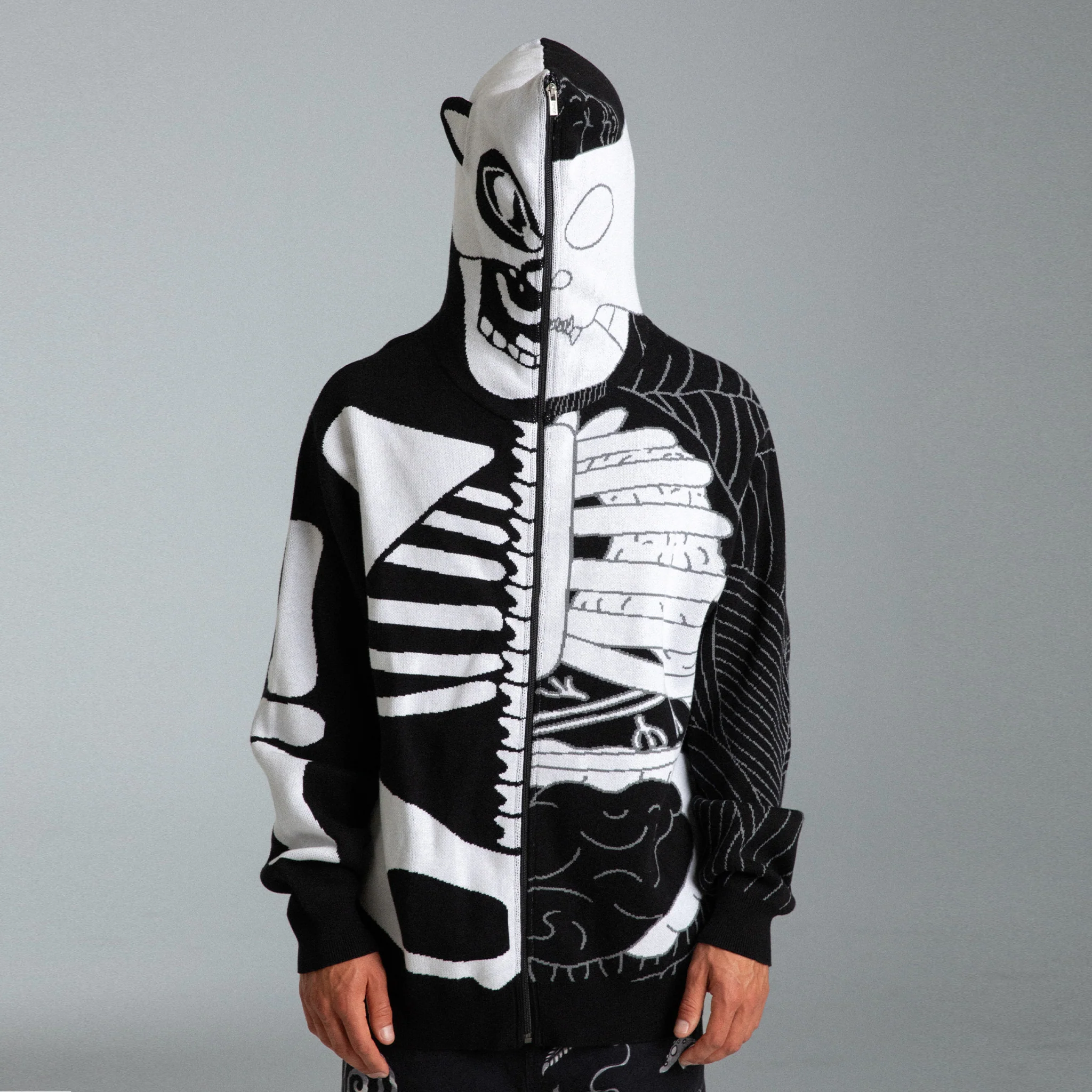 Skelly Nerm Knit Hoodie (Black/White) - Image 2