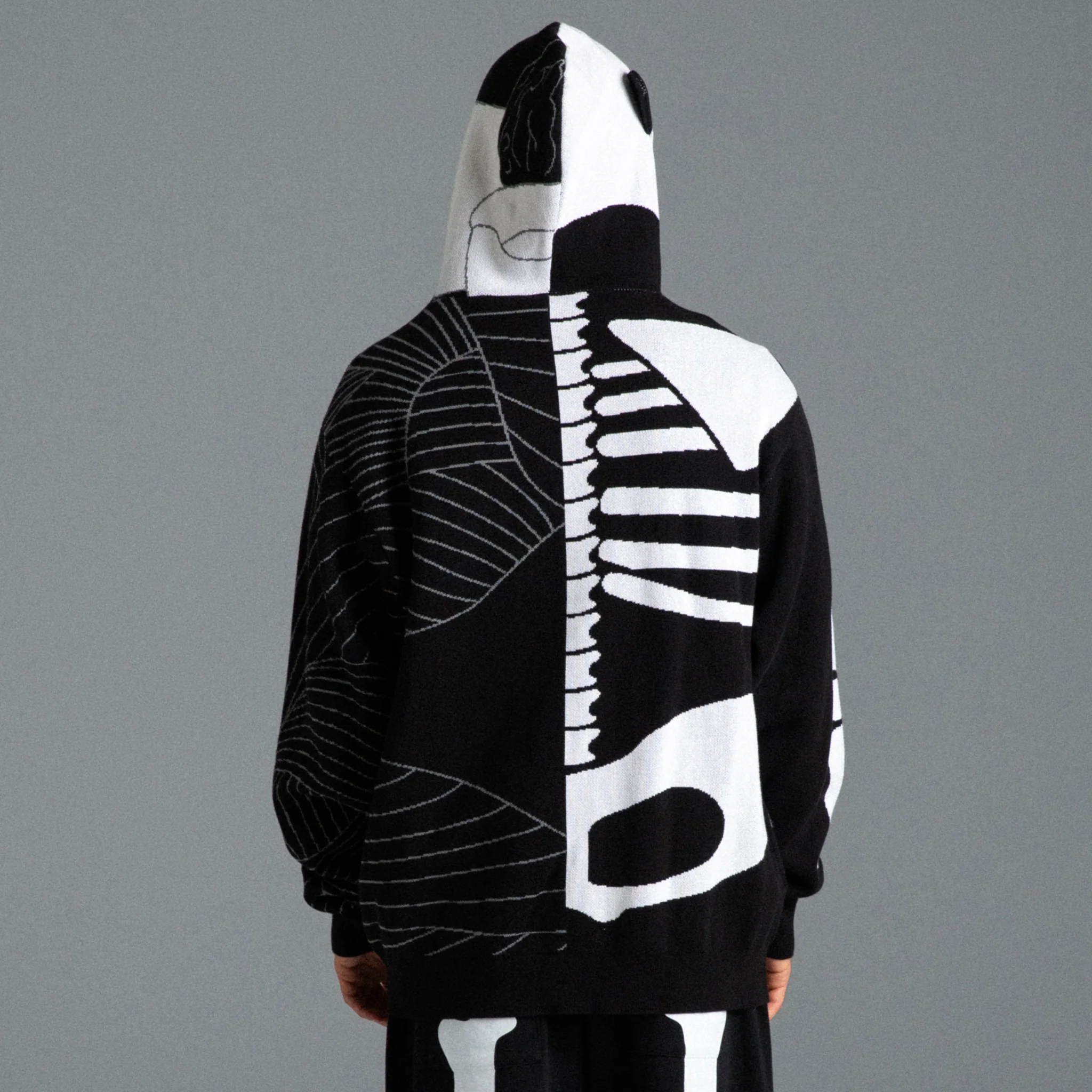 Skelly Nerm Knit Hoodie (Black/White) - Image 3