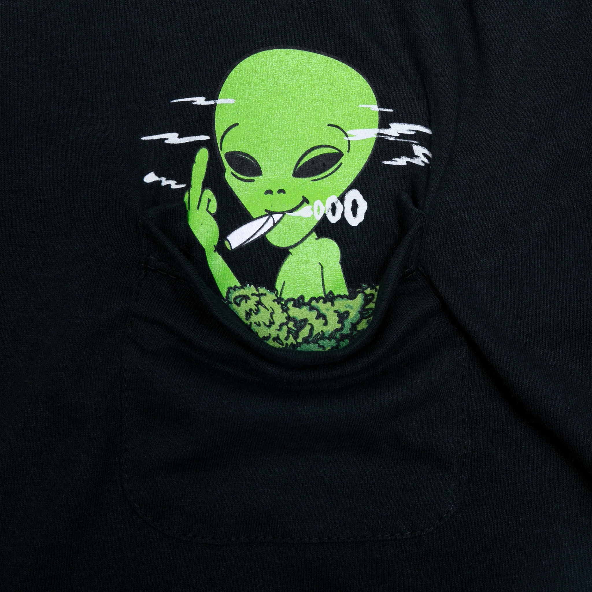 Smoking Alien Pocket Tee (Black) - Image 2